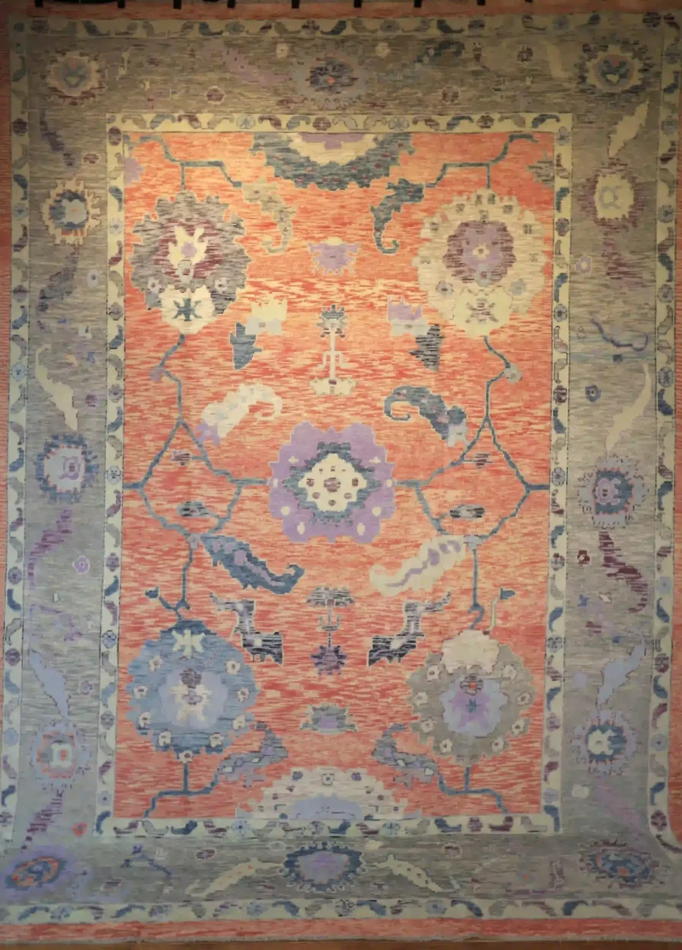 11′ x 14′ Coral Fine Hand-Knotted New Turkish Oushak Rug – Traditional Wool