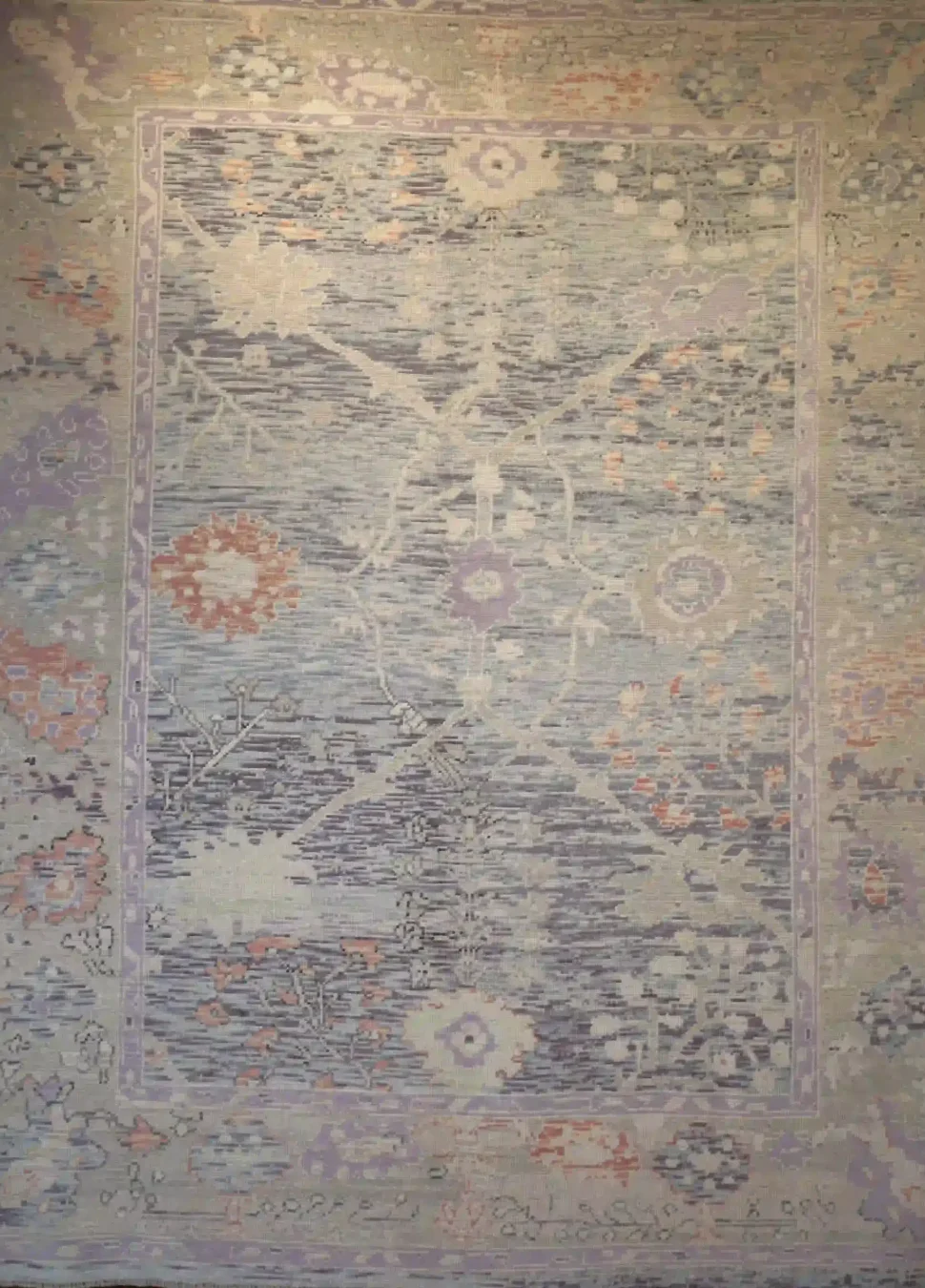 9′ x 11′ Pale Blue Fine Hand-Knotted New Turkish Oushak Rug – Traditional Wool