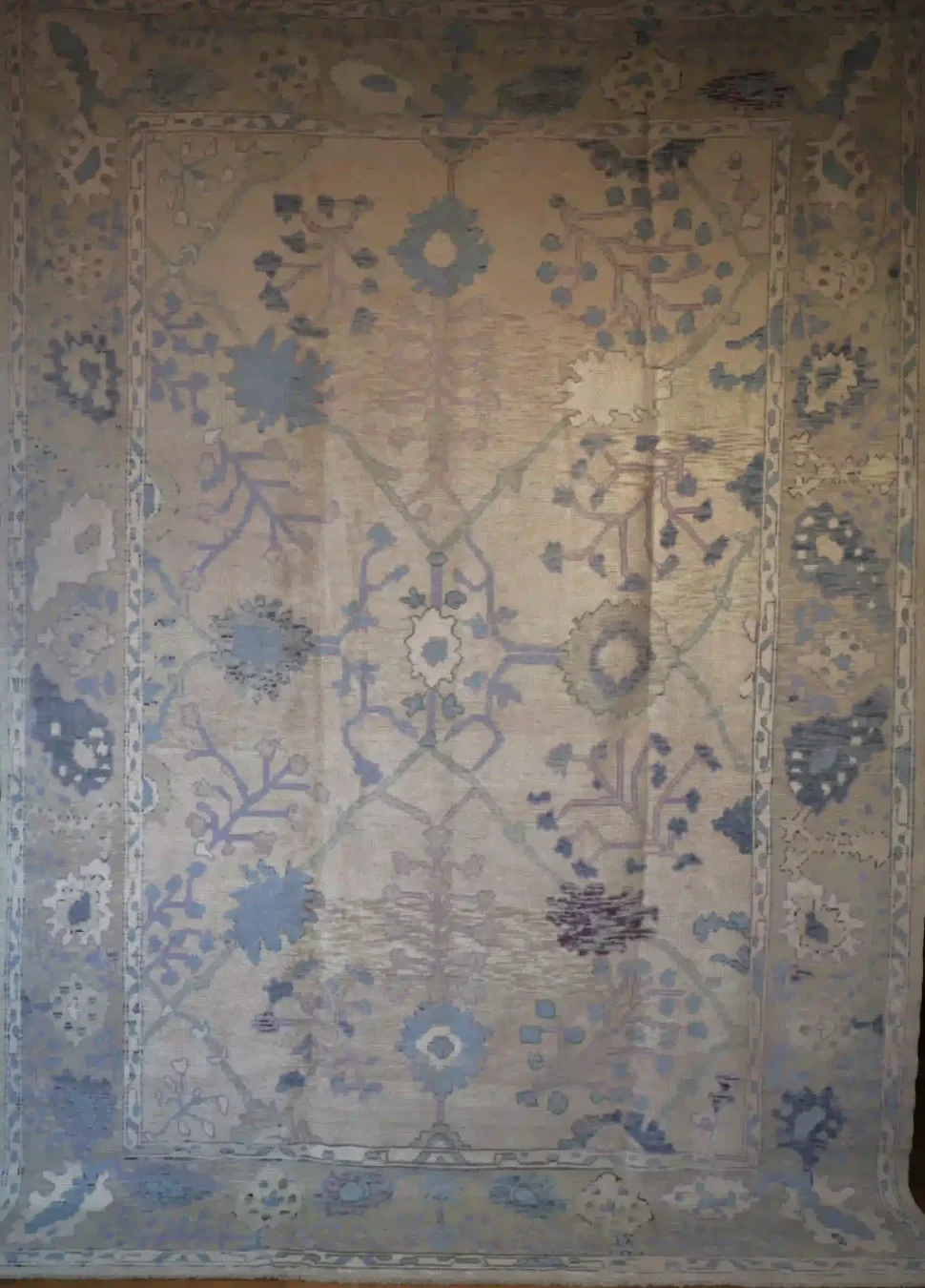 10′ x 14′ Pale Blue Fine Hand-Knotted New Turkish Oushak Rug – Traditional Wool