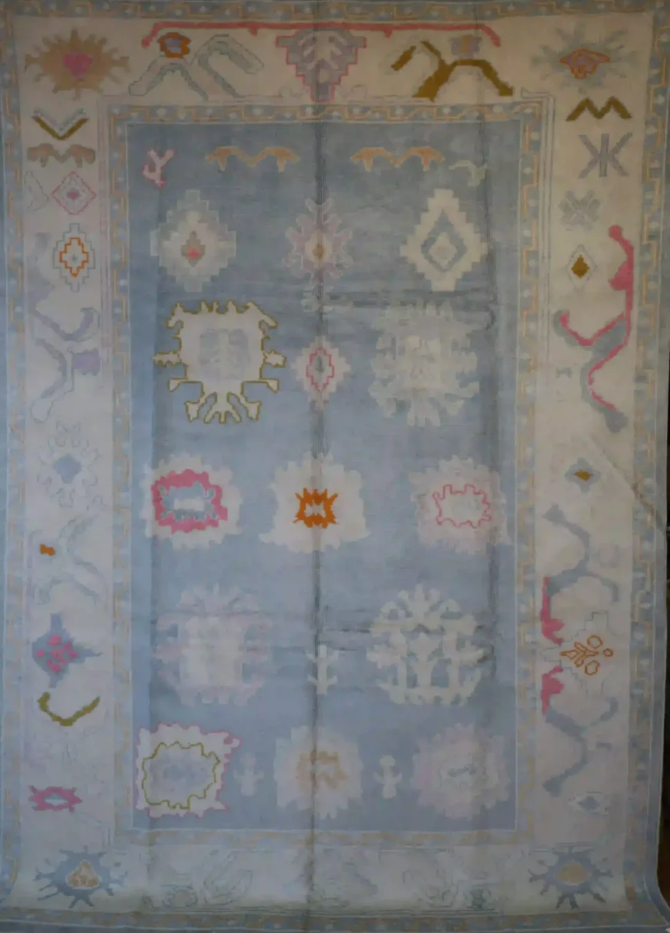 7′ x 10′ Light Blue Fine Hand-Knotted New Turkish Oushak Rug – Traditional Wool