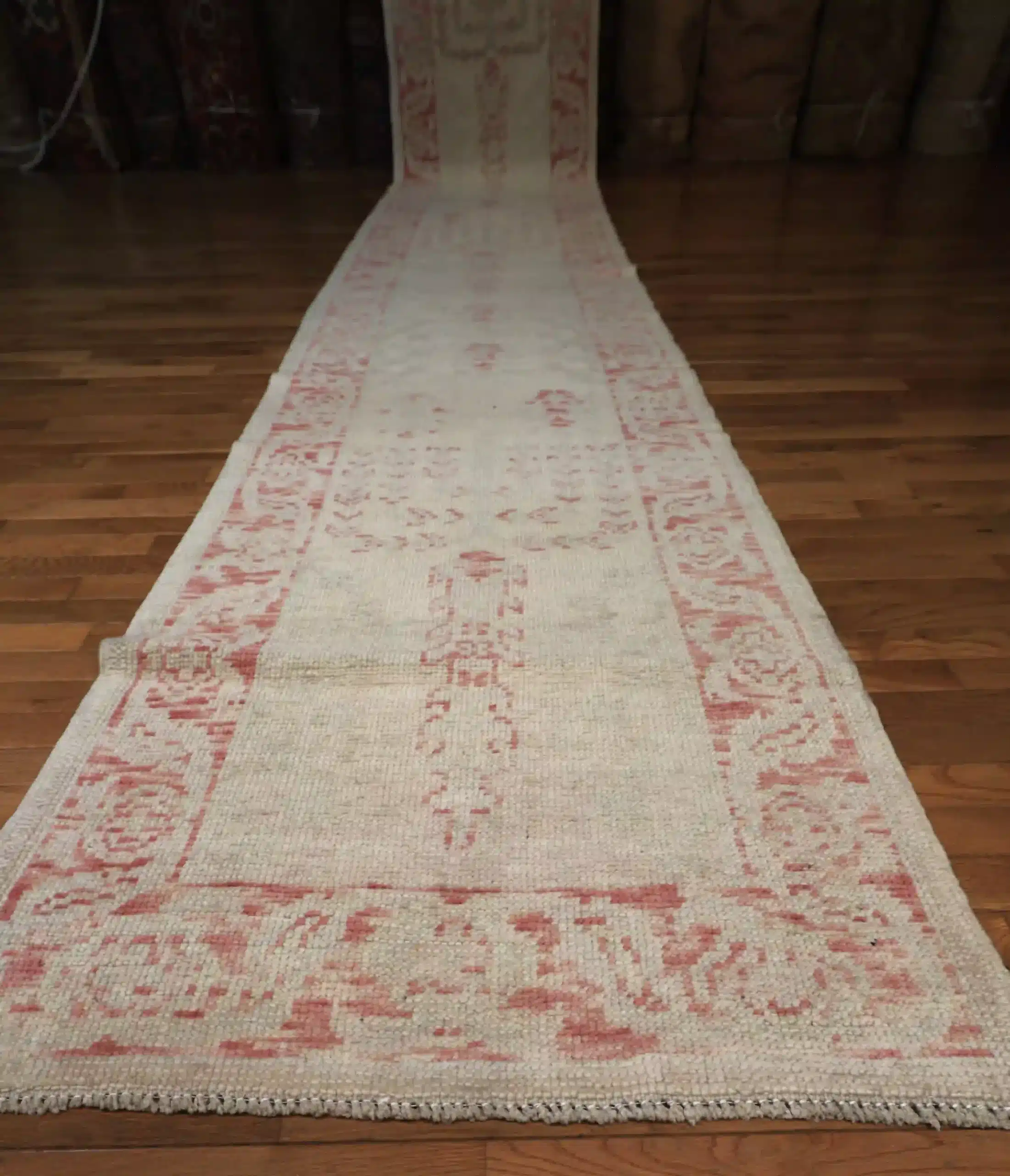 3' x 17' Beige Fine Hand-Knotted Turkish Oushak Runner – Traditional Wool - Image 2