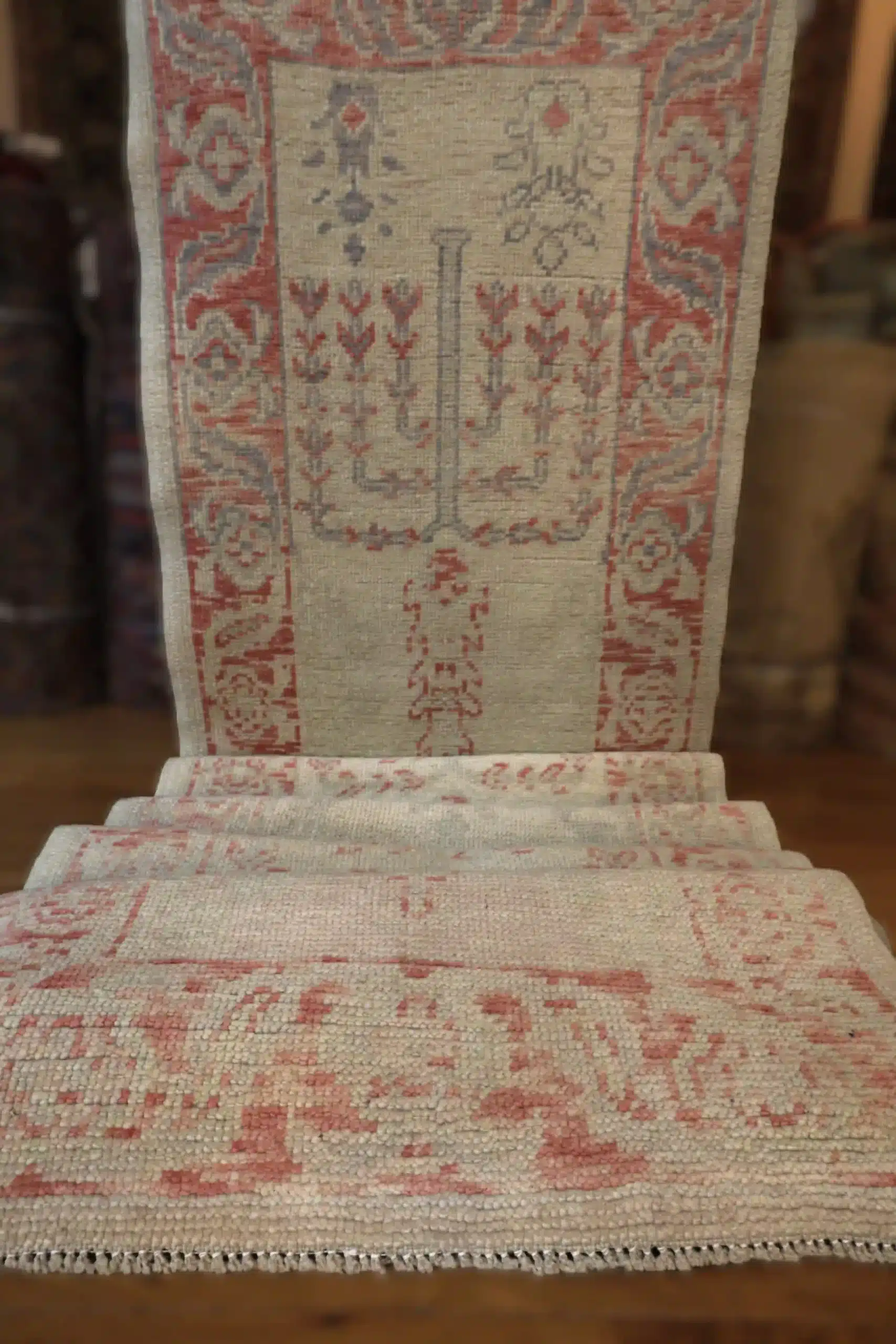 3' x 17' Beige Fine Hand-Knotted Turkish Oushak Runner – Traditional Wool - Image 4