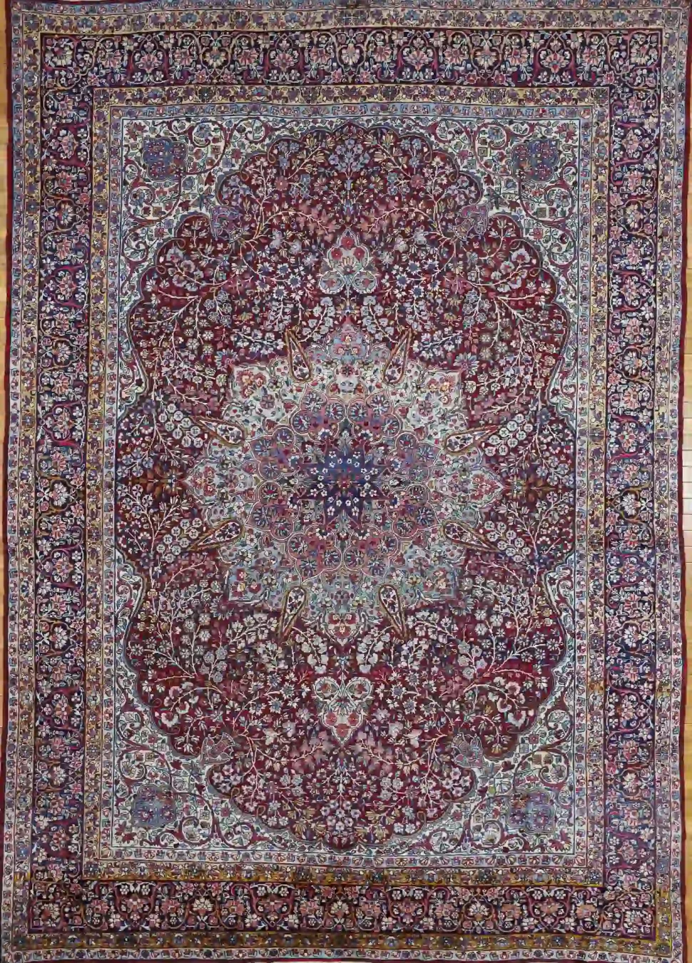 8′ x 11′ Red Fine Hand-Knotted Semi Antique Persian Kerman Rug – Traditional Wool