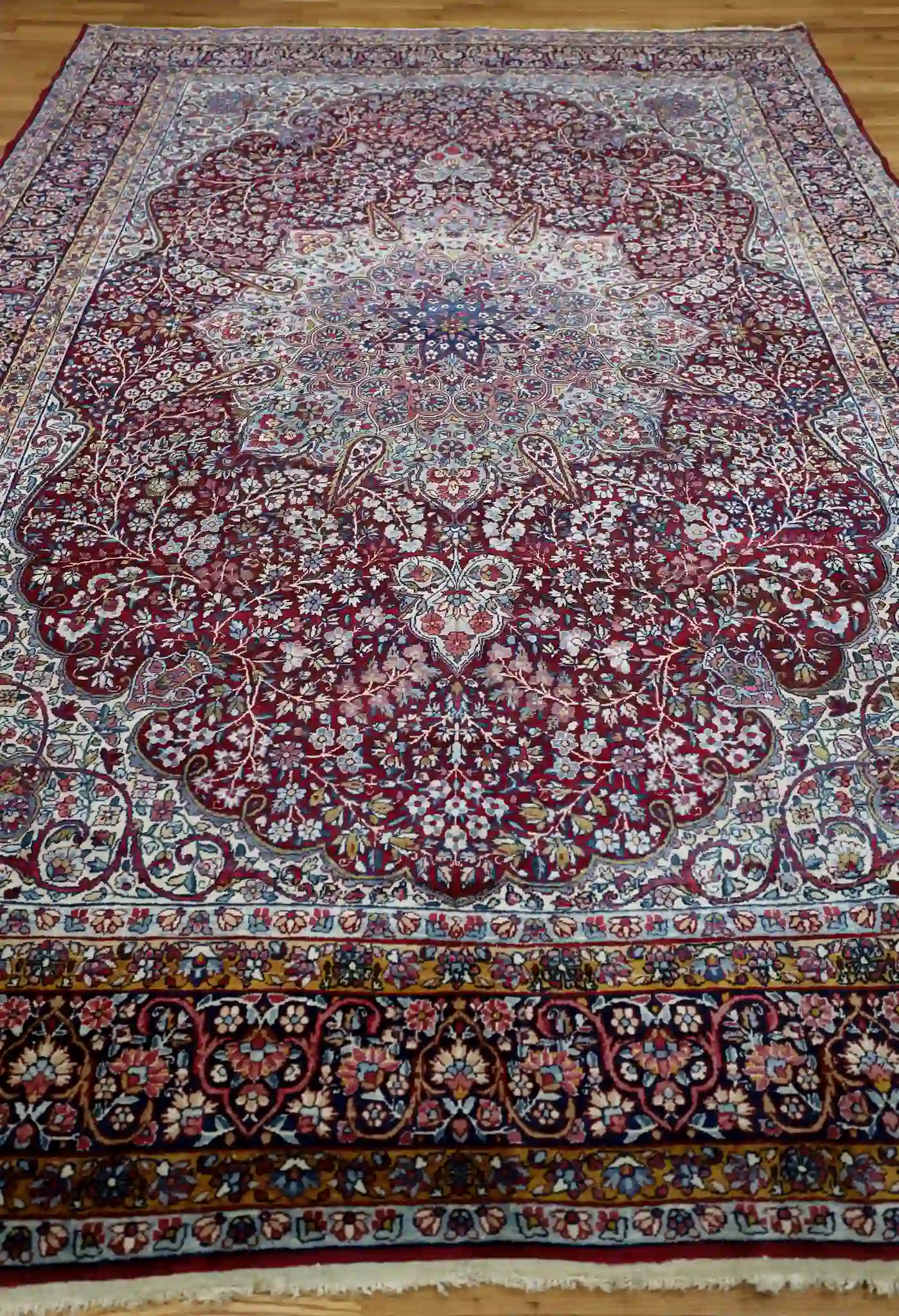8' x 11' Red Fine Hand-Knotted Semi Antique Persian Kerman Rug – Traditional Wool - Image 2
