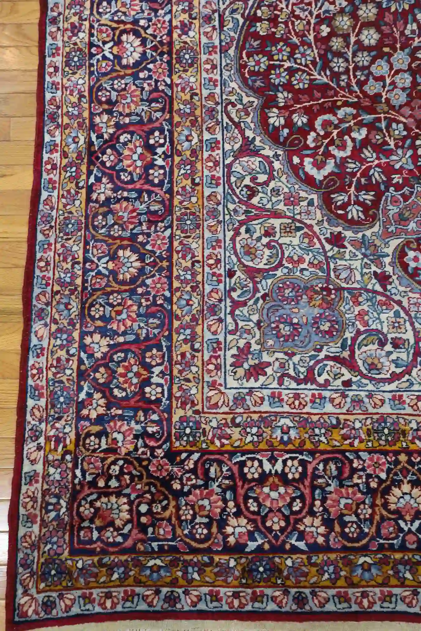 8' x 11' Red Fine Hand-Knotted Semi Antique Persian Kerman Rug – Traditional Wool - Image 6