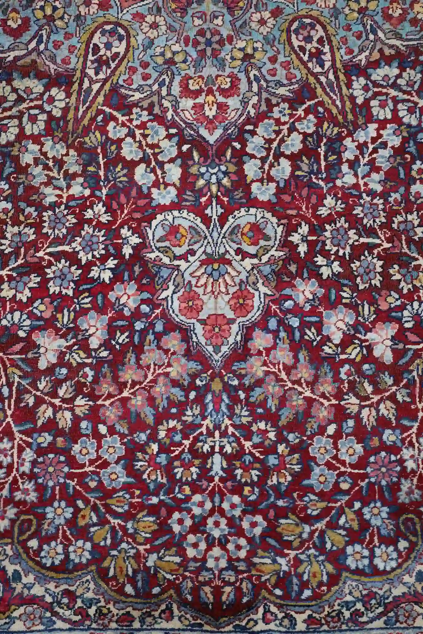 8' x 11' Red Fine Hand-Knotted Semi Antique Persian Kerman Rug – Traditional Wool - Image 5