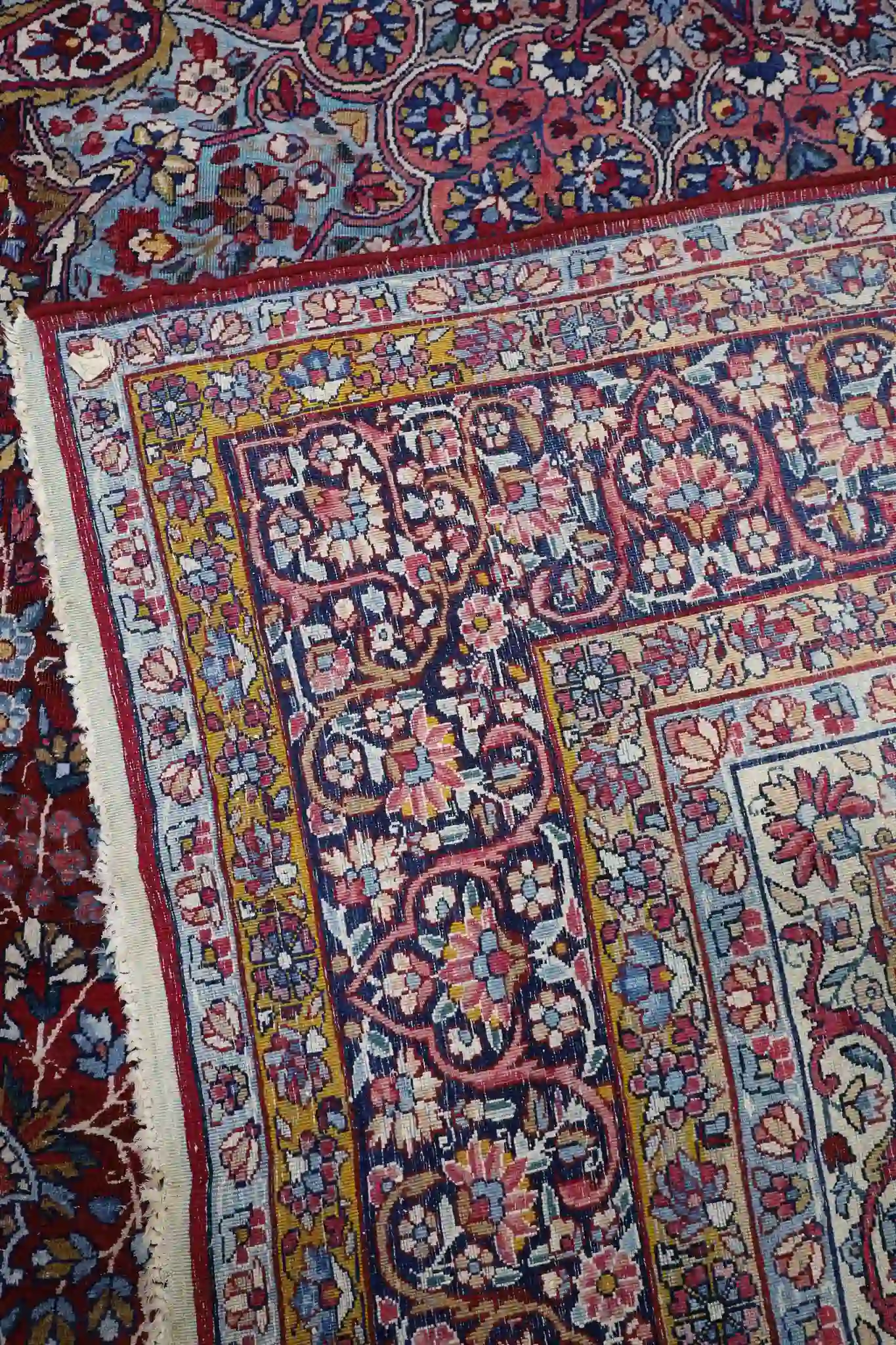 8' x 11' Red Fine Hand-Knotted Semi Antique Persian Kerman Rug – Traditional Wool - Image 7
