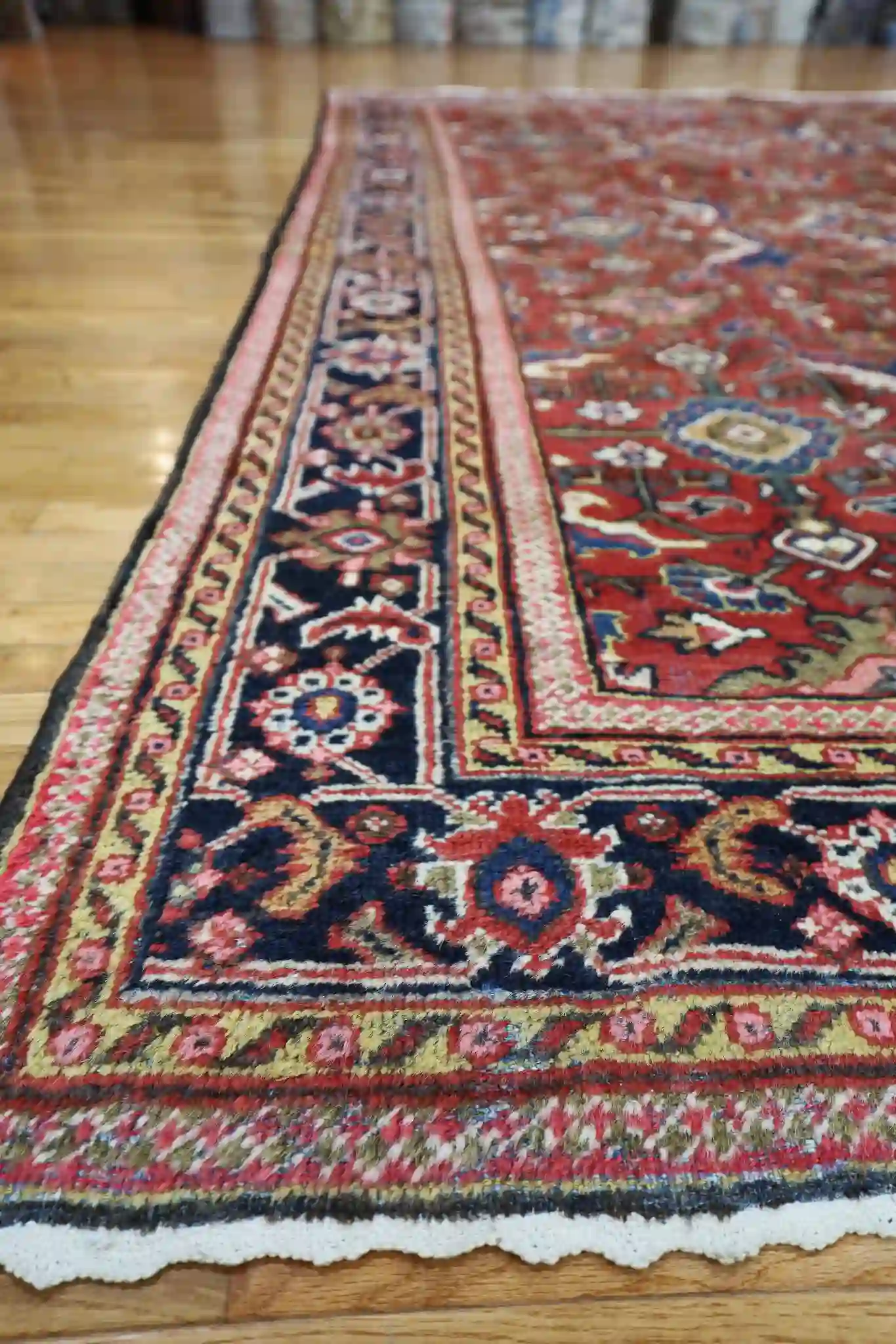 9' x 12' Red Fine Hand-Knotted Vintage Persian Mahal – Traditional Wool - Image 4