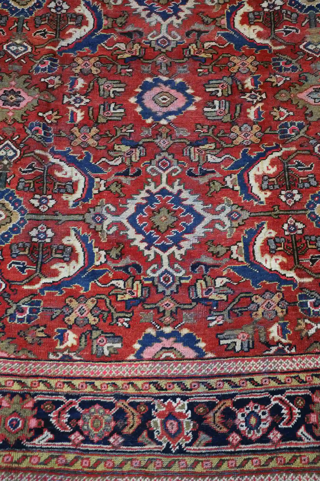 9' x 12' Red Fine Hand-Knotted Vintage Persian Mahal – Traditional Wool - Image 6