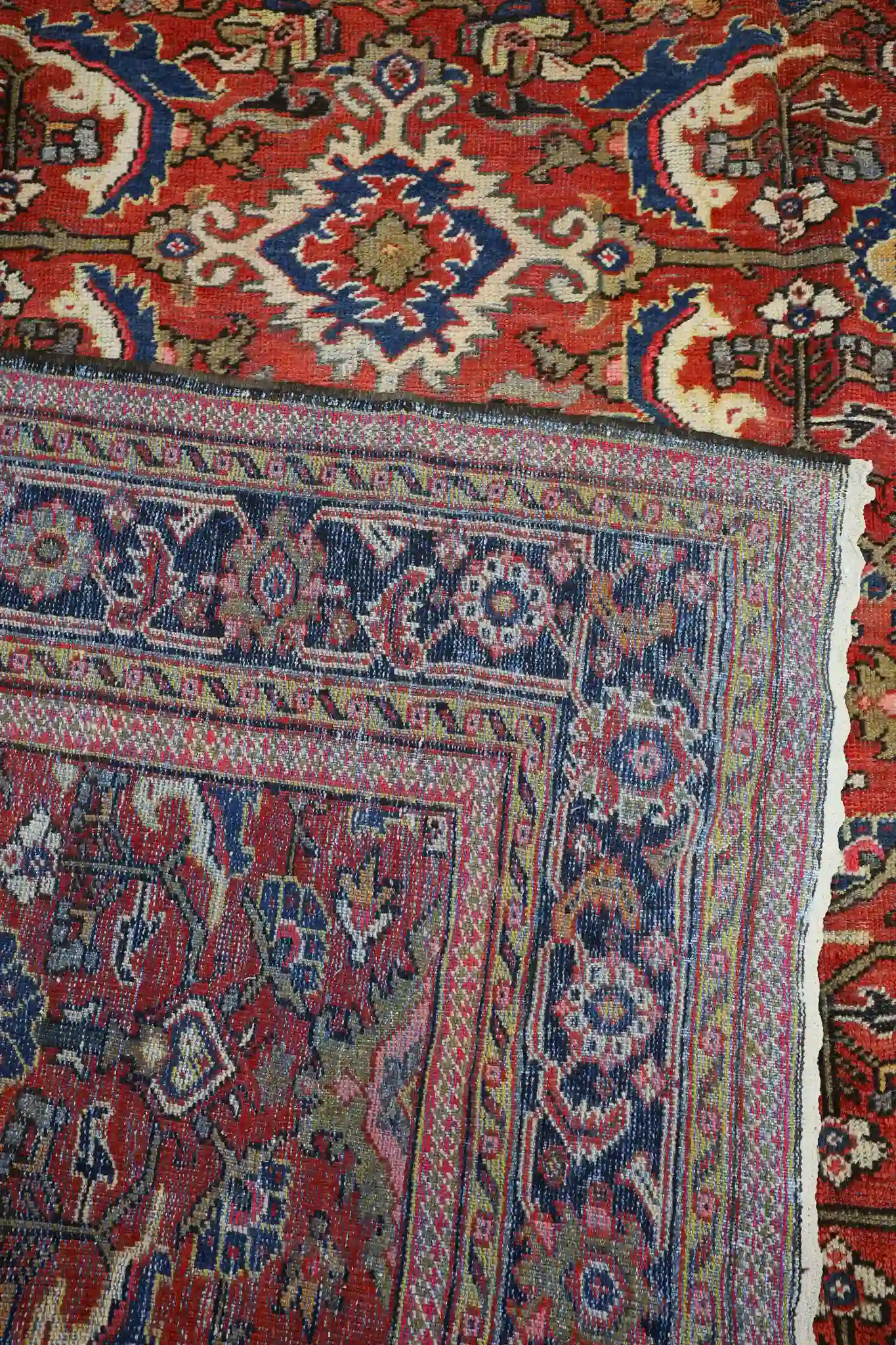 9' x 12' Red Fine Hand-Knotted Vintage Persian Mahal – Traditional Wool - Image 8