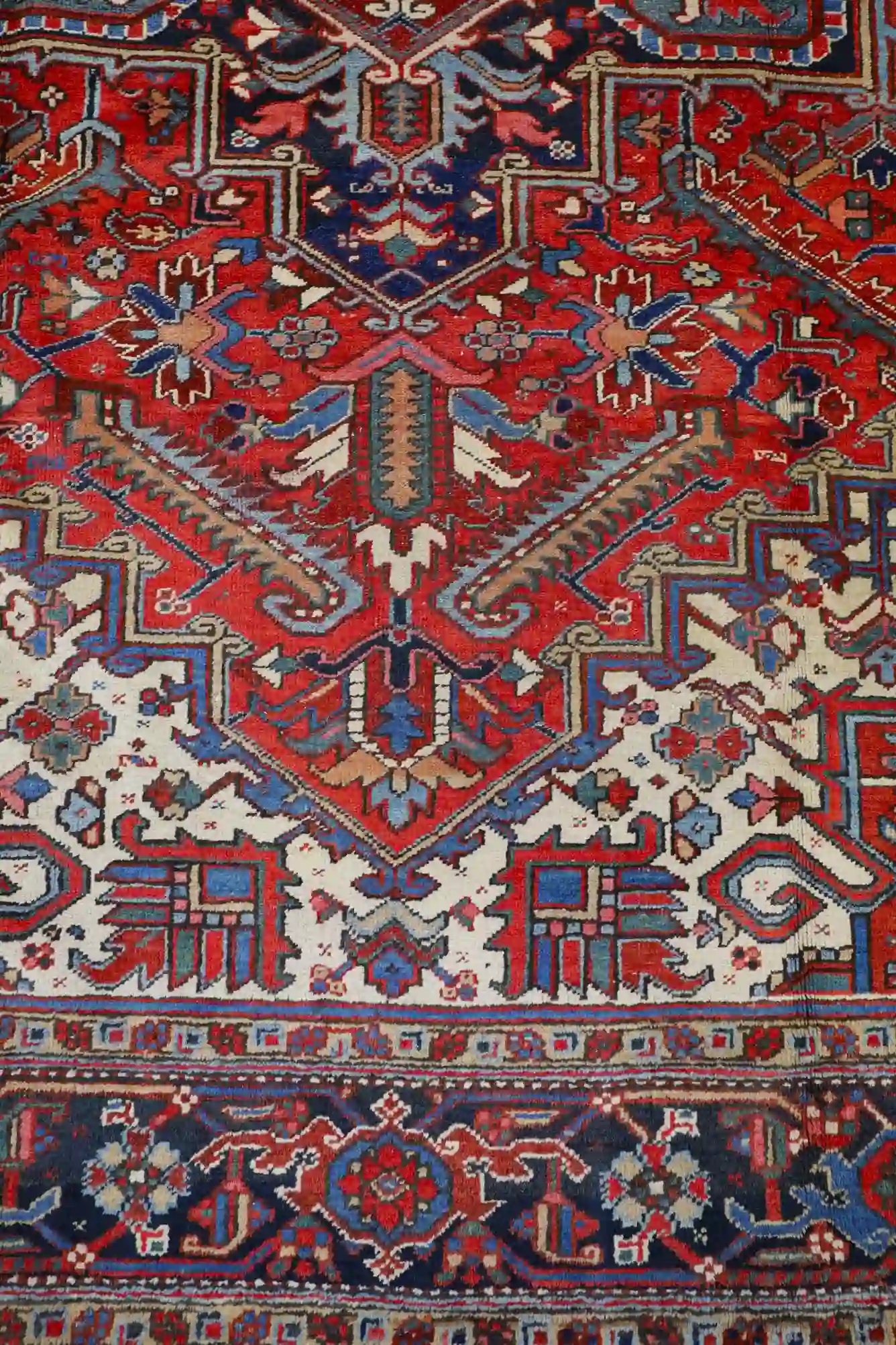 8' x 11' Red Fine Hand-Knotted Vintage Persian Heriz – Traditional Wool - Image 6