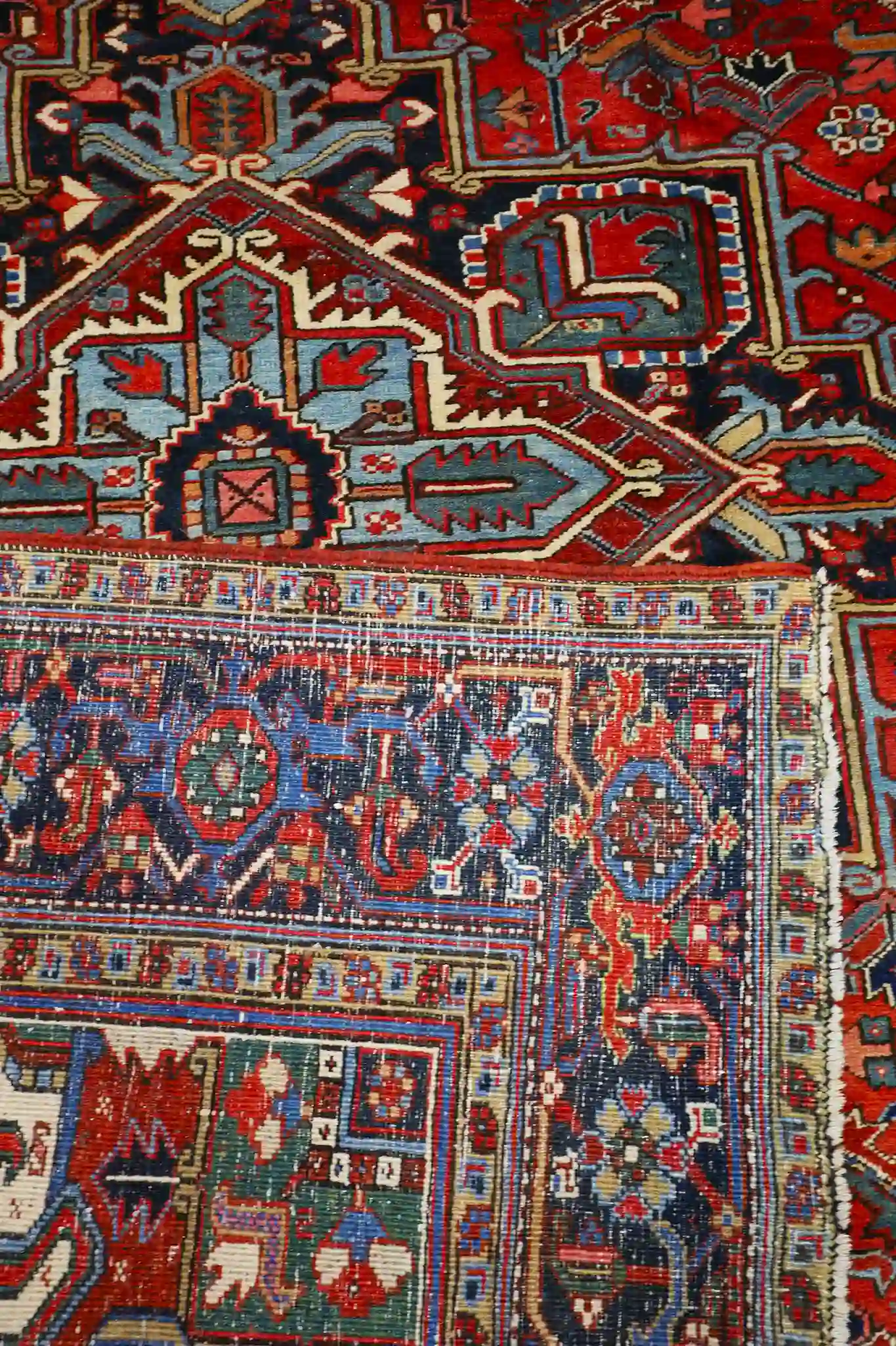 8' x 11' Red Fine Hand-Knotted Vintage Persian Heriz – Traditional Wool - Image 8