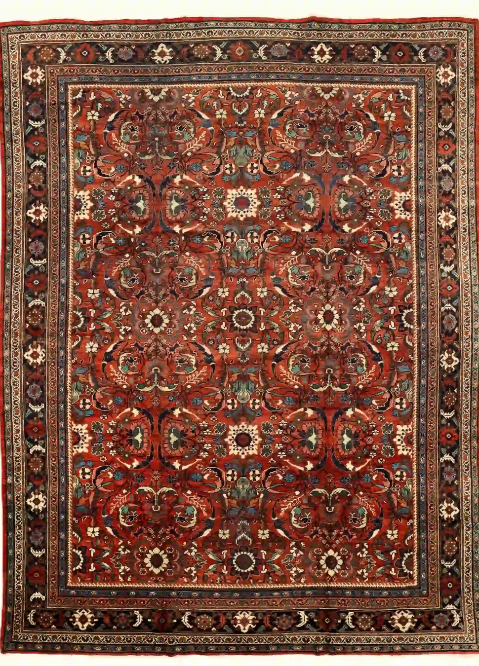 11′ x 14′ Red Fine Hand-Knotted Vintage Persian Mahal – Traditional Wool