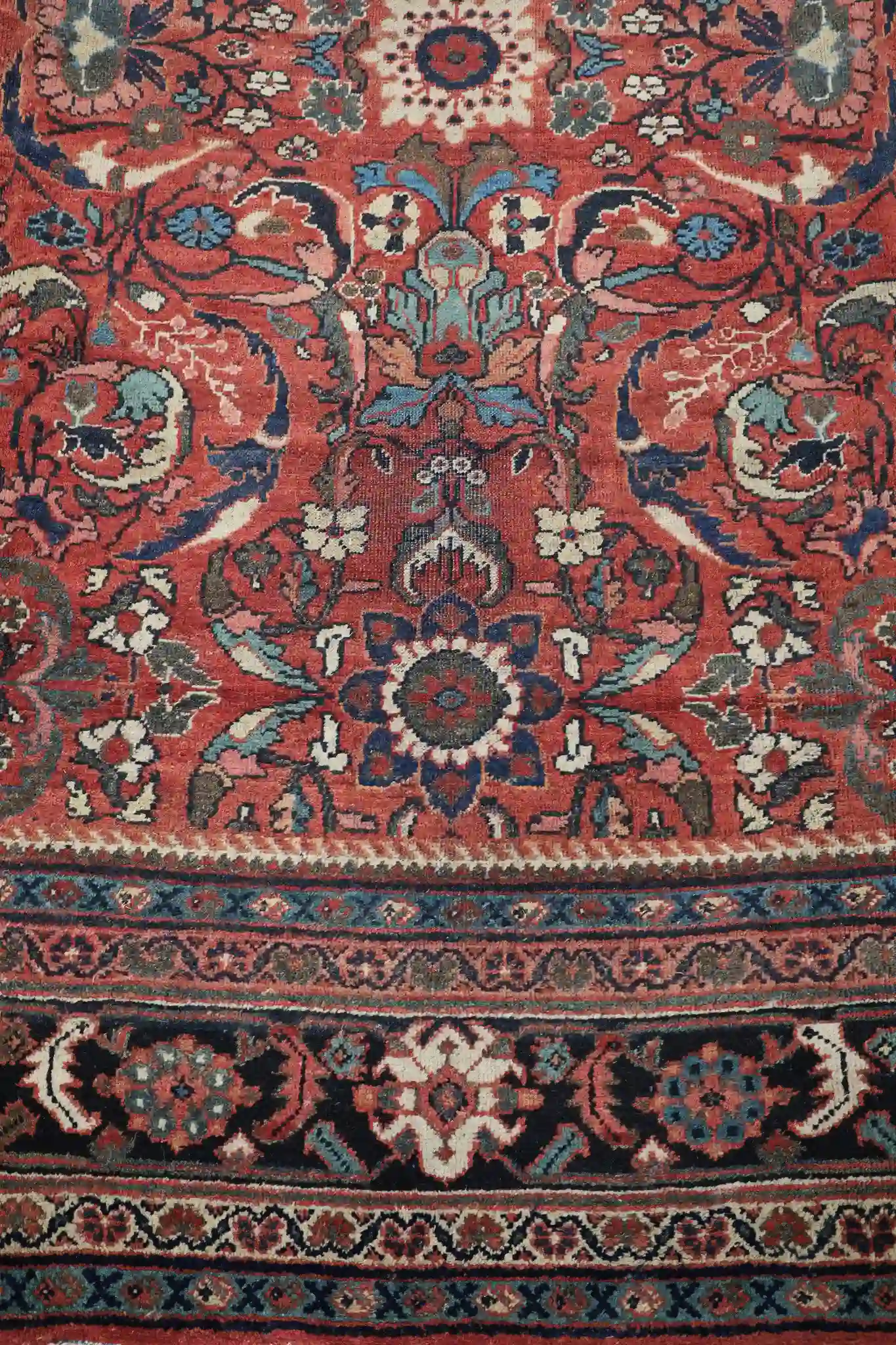 11' x 14' Red Fine Hand-Knotted Vintage Persian Mahal – Traditional Wool - Image 4