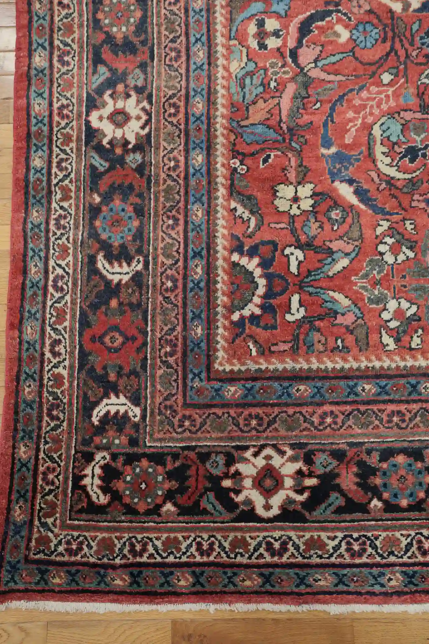 11' x 14' Red Fine Hand-Knotted Vintage Persian Mahal – Traditional Wool - Image 5