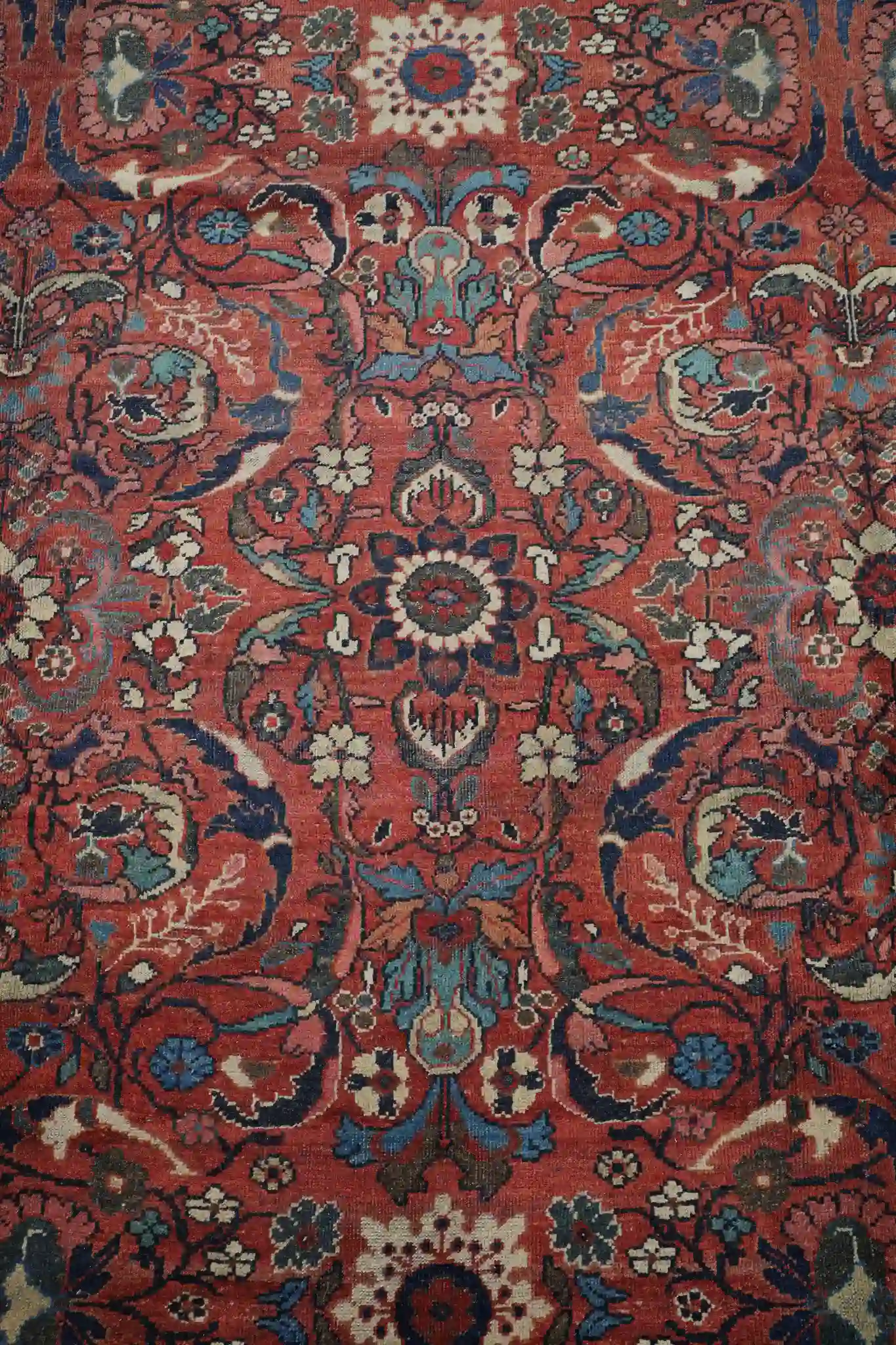 11' x 14' Red Fine Hand-Knotted Vintage Persian Mahal – Traditional Wool - Image 6