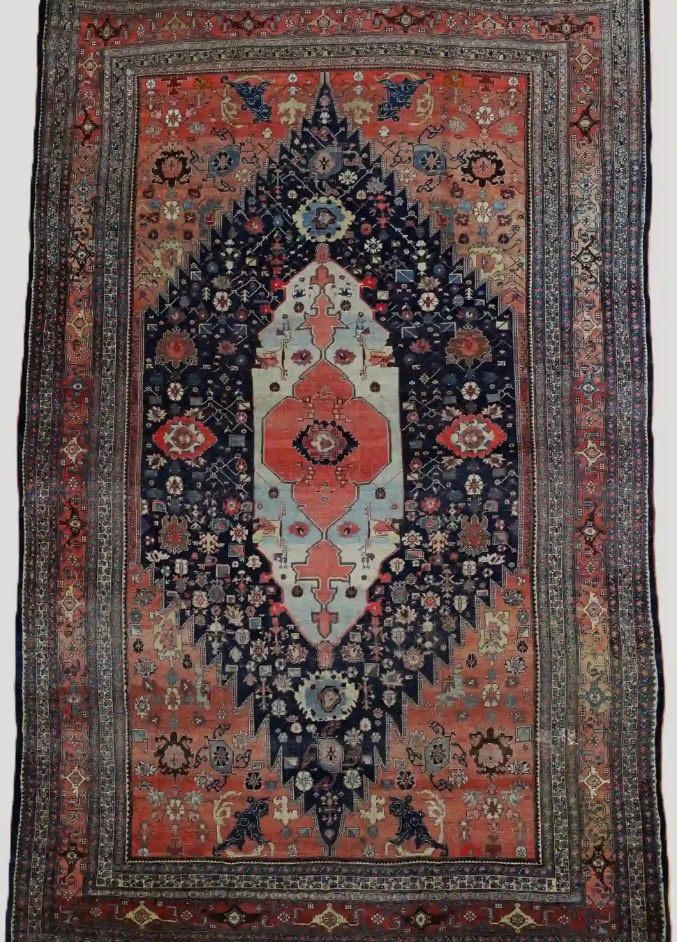 11′ x 19′ Red Fine Hand-Knotted Antique Persian Bidjar – Traditional Wool