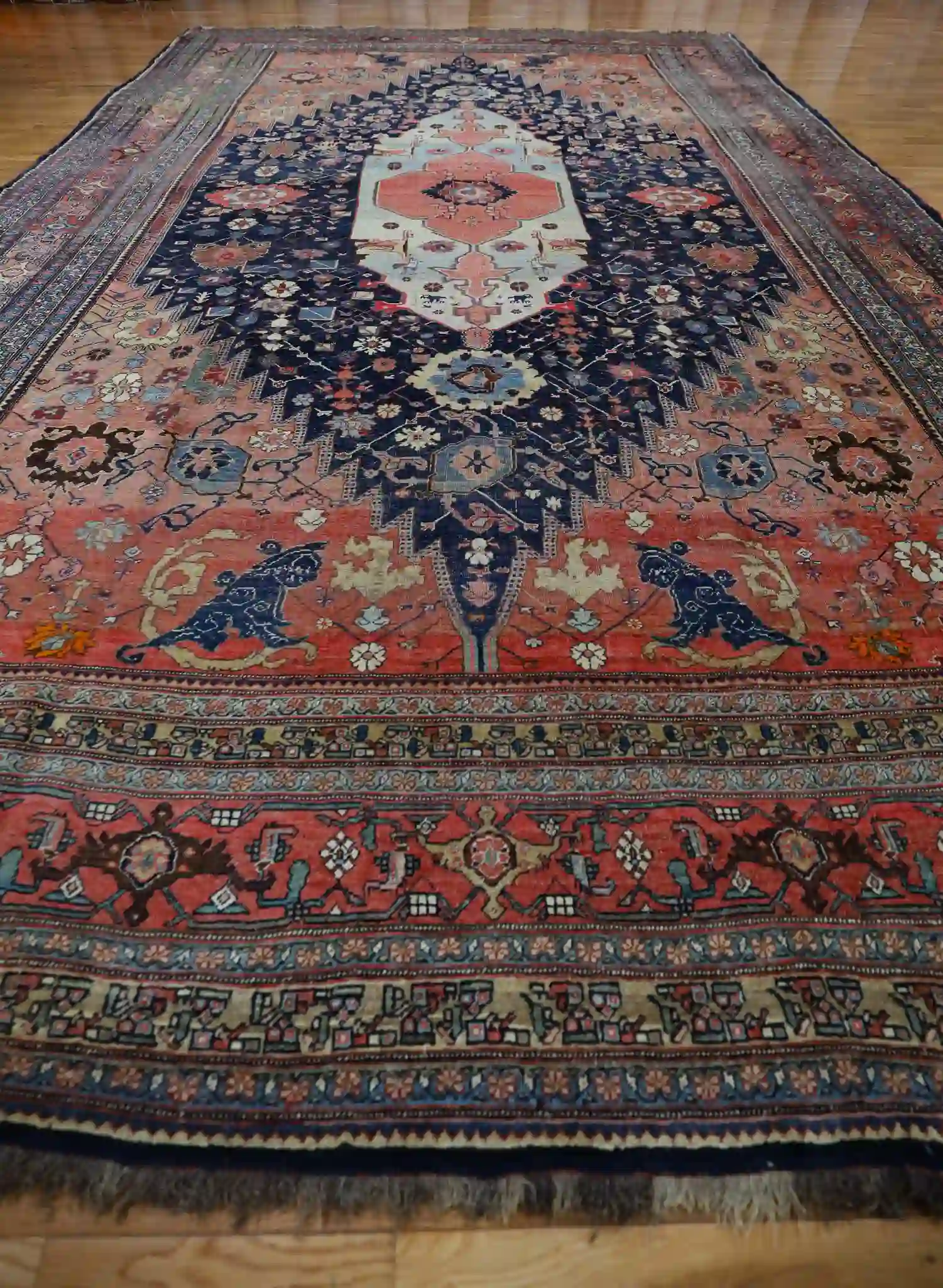 11' x 19' Red Fine Hand-Knotted Antique Persian Bidjar – Traditional Wool - Image 3