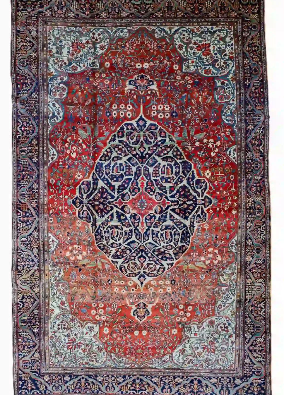11′ x 17′ Red Fine Hand-Knotted Antique Persian Sarouk Farahan Rug – Traditional Wool