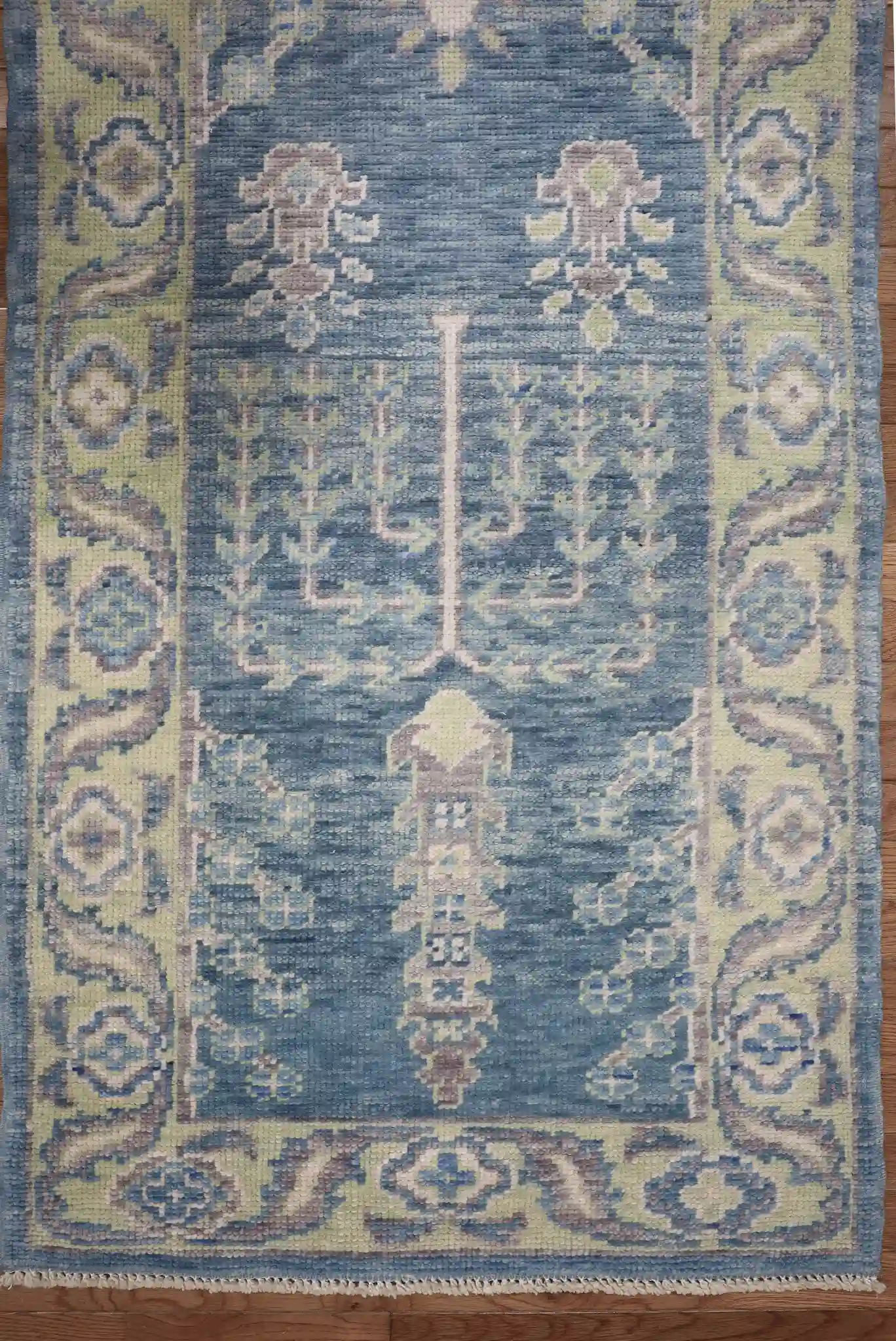 3' x 16' Blue Fine Hand-Knotted Turkish Oushak Runner Rug– Traditional Wool - Image 6