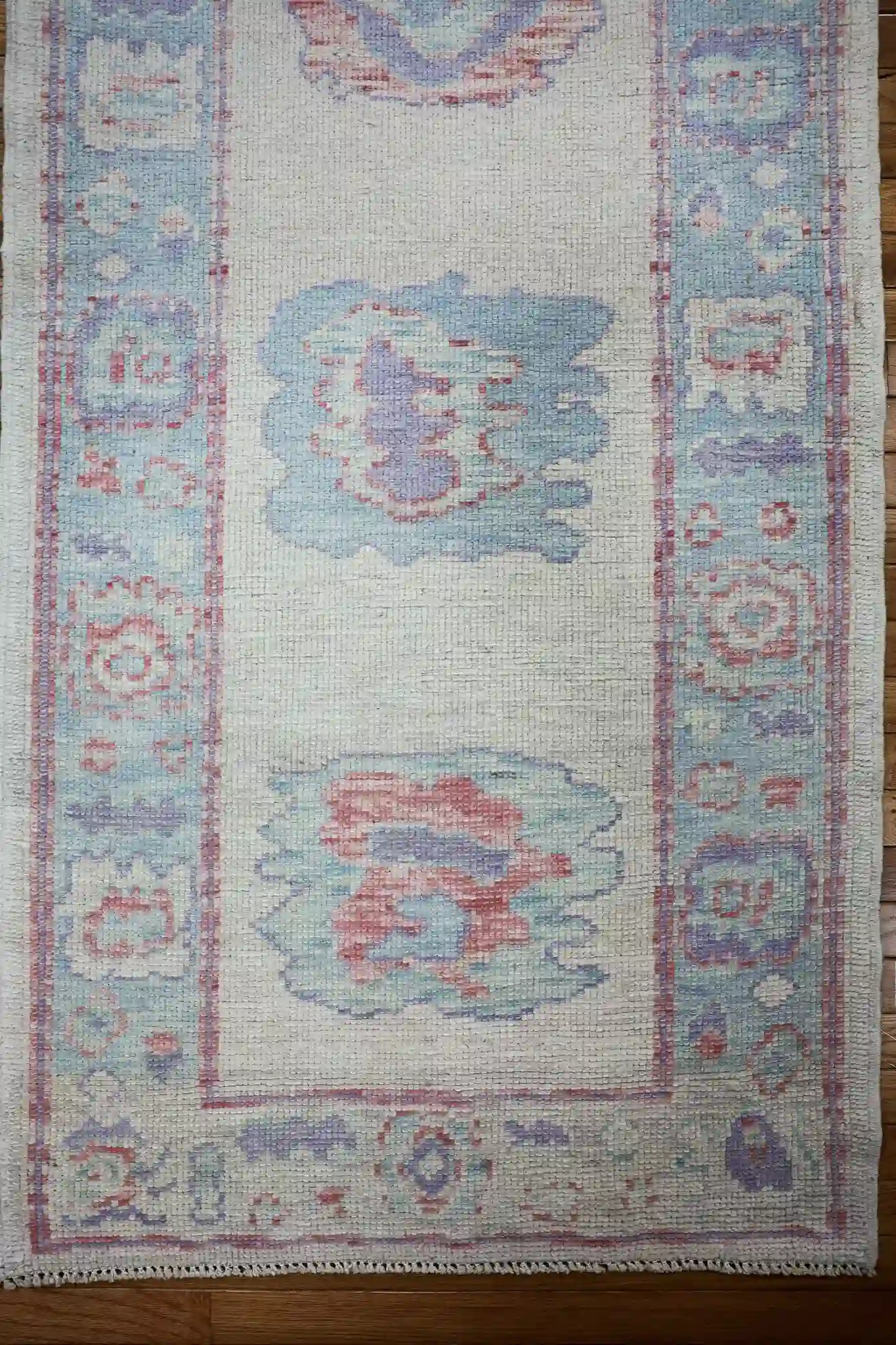 3' x 16' Light Blue Fine Hand-Knotted Turkish Oushak Runner Rug – Traditional Wool - Image 6