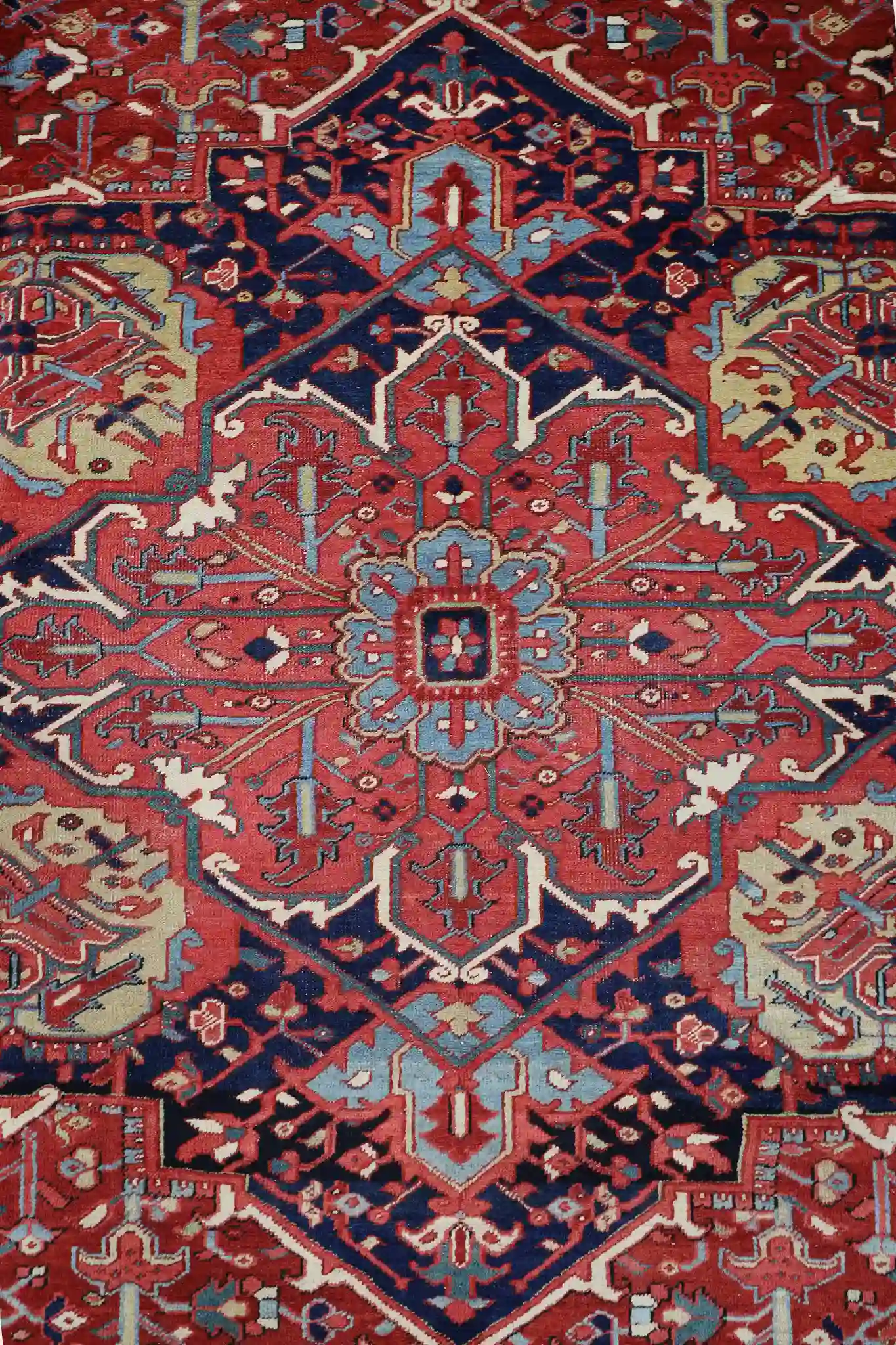 12' x 15' Red Fine Hand-Knotted Semi Antique Persian Heriz – Traditional Wool - Image 6