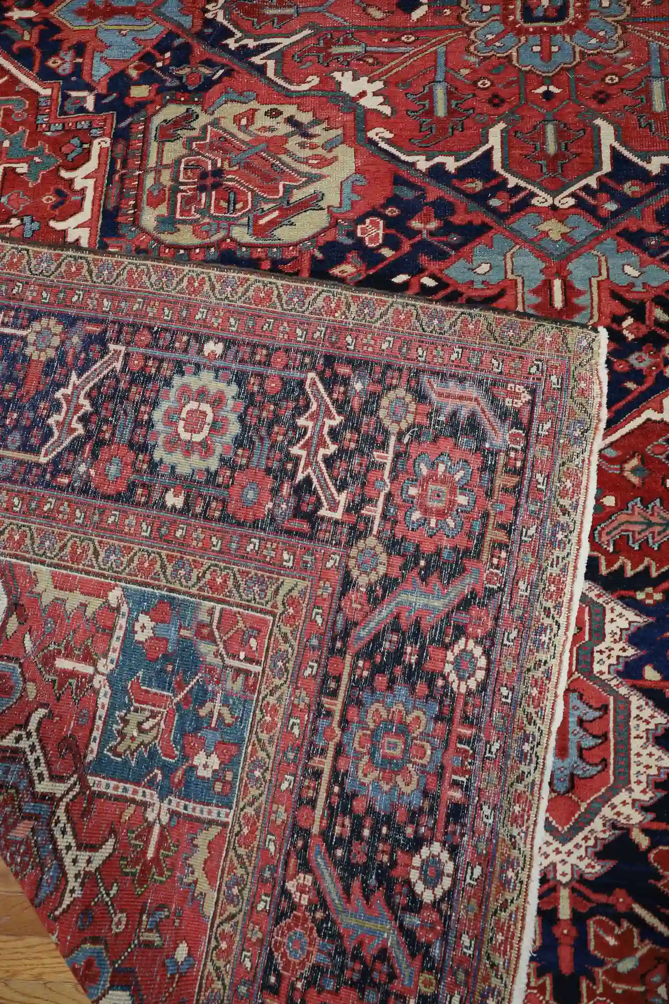 12' x 15' Red Fine Hand-Knotted Semi Antique Persian Heriz – Traditional Wool - Image 10