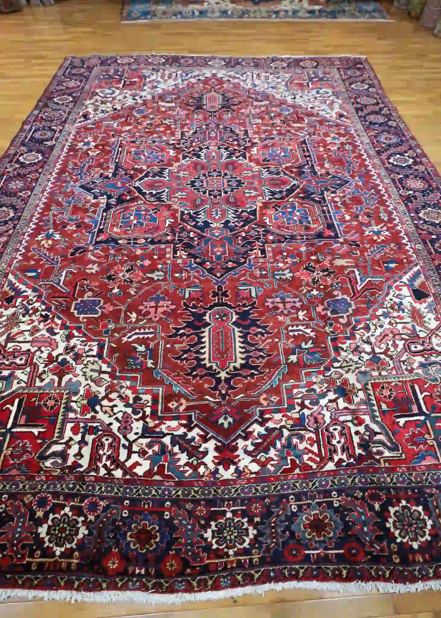 12' x 15' Red Fine Hand-Knotted Persian Heriz Rug – Traditional Wool - Image 2