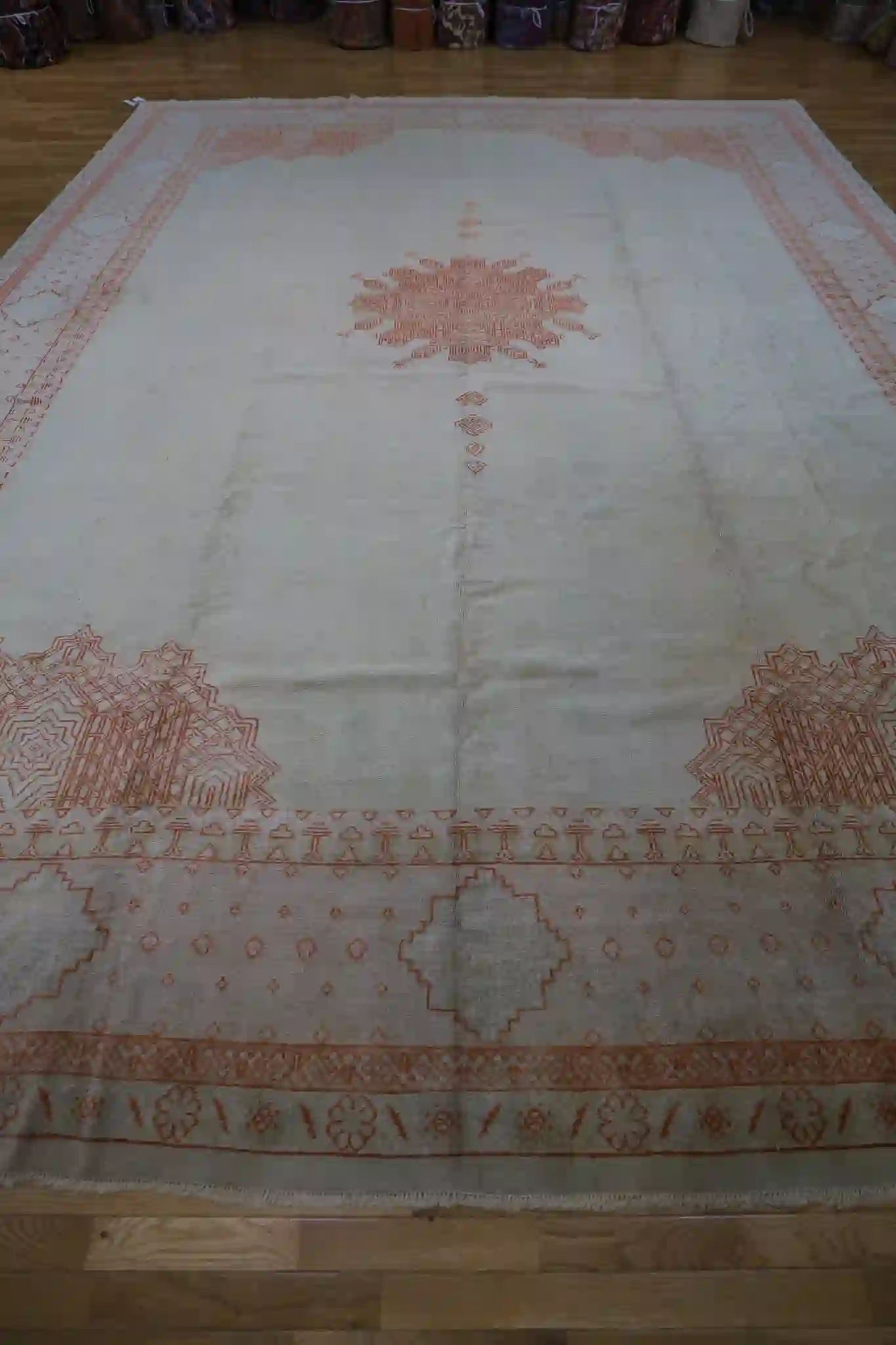 13' x 17' Ivory Fine Hand-Knotted Antique Turkish Oushak – Traditional Wool - Image 3