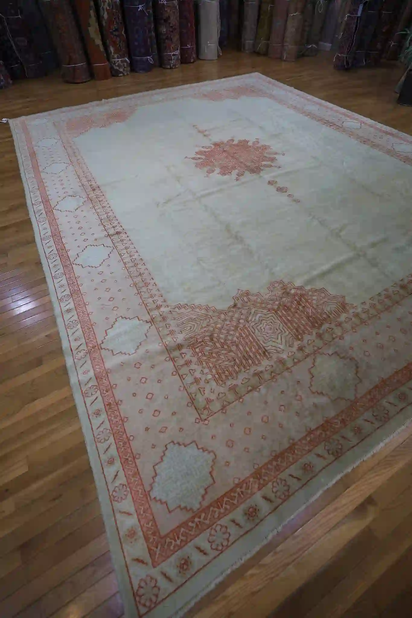 13' x 17' Ivory Fine Hand-Knotted Antique Turkish Oushak – Traditional Wool - Image 2