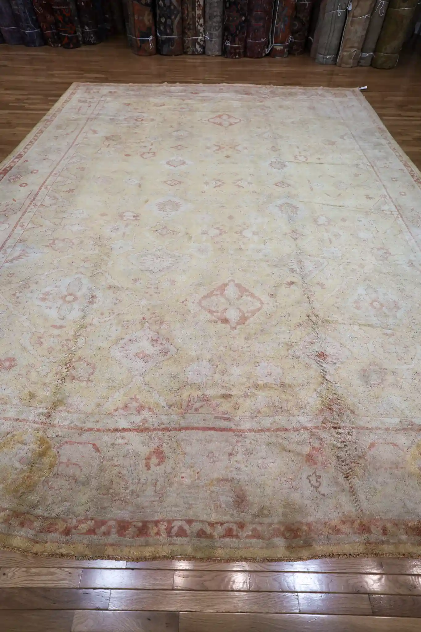 13' x 18' Ivory Fine Hand-Knotted Antique Turkish Oushak Rug – Traditional Wool - Image 3