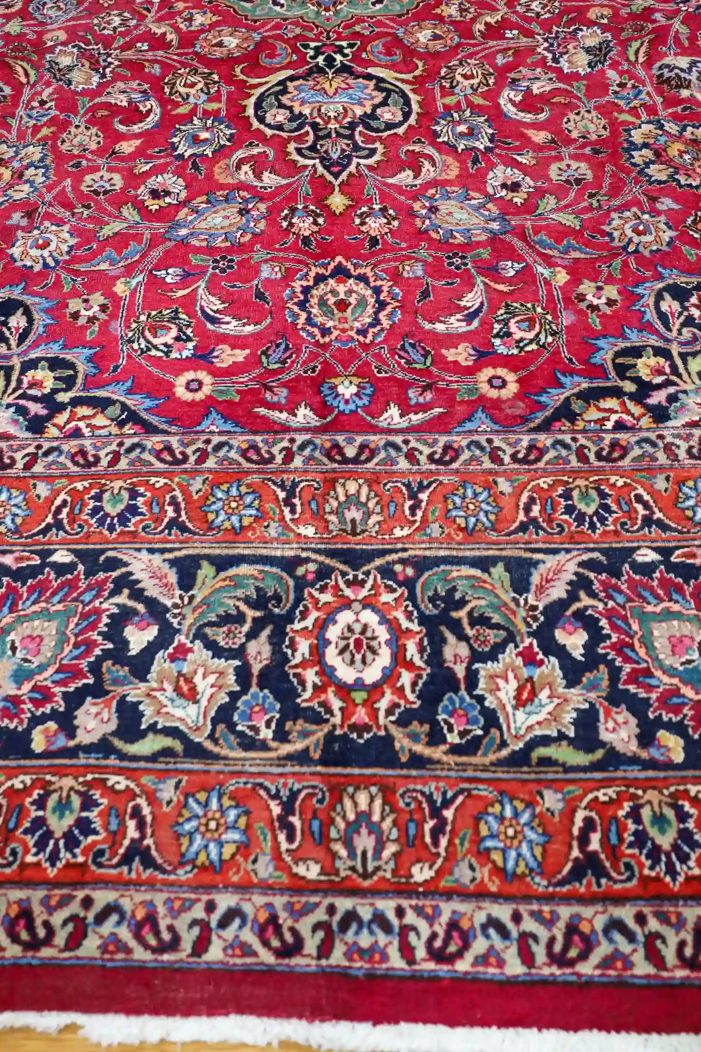 12' x 17' Red Fine Hand-Knotted Vintage Persian Mashad – Traditional Wool - Image 5