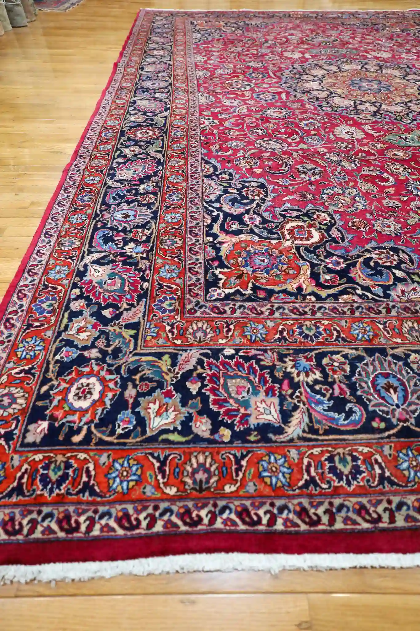 12' x 17' Red Fine Hand-Knotted Vintage Persian Mashad – Traditional Wool - Image 6