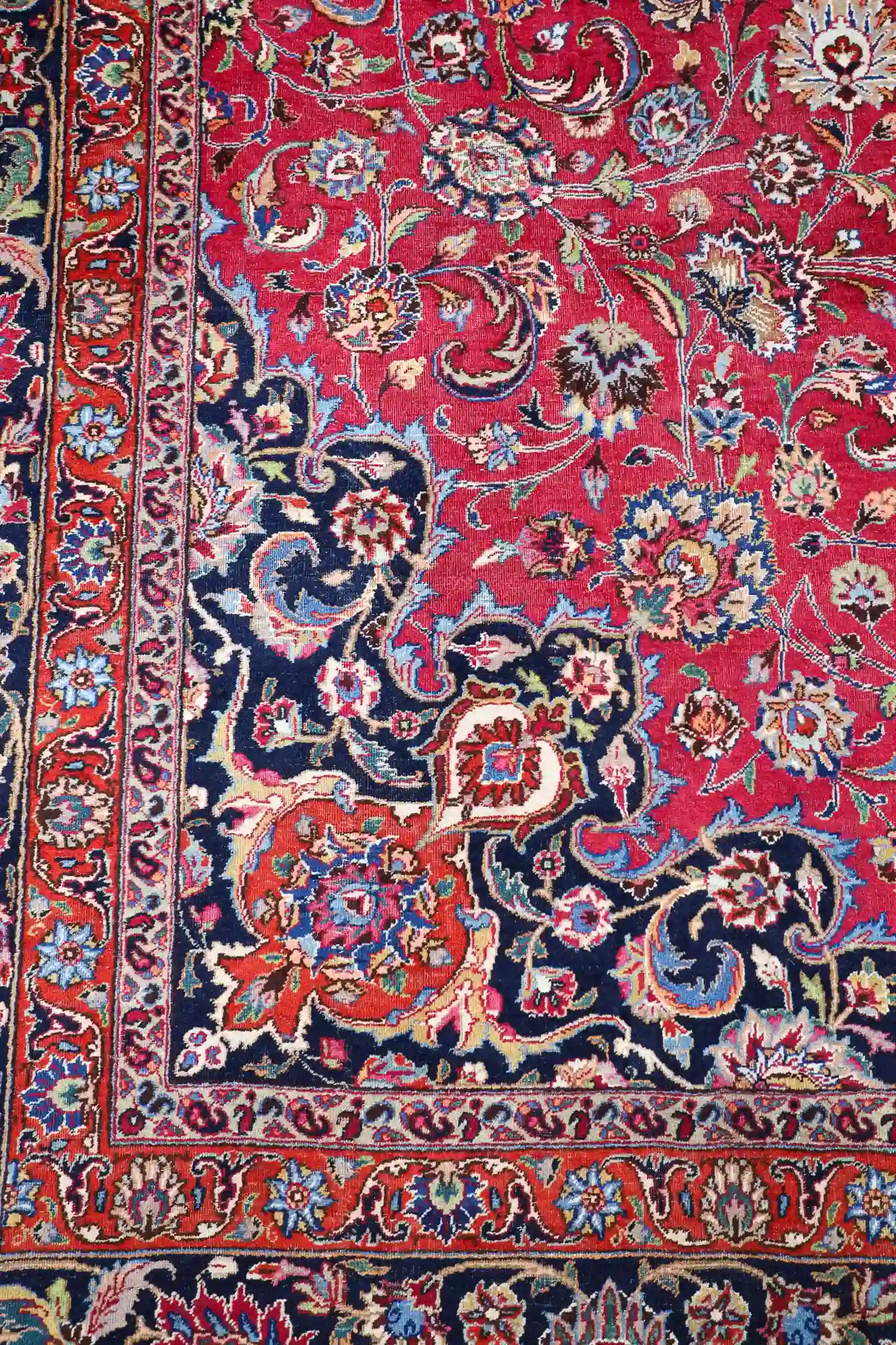 12' x 17' Red Fine Hand-Knotted Vintage Persian Mashad – Traditional Wool - Image 7