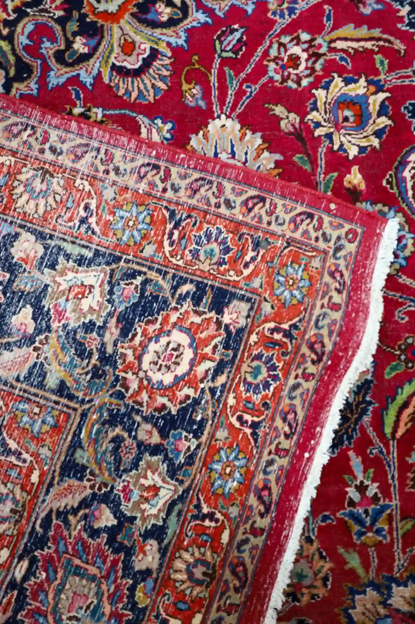 12' x 17' Red Fine Hand-Knotted Vintage Persian Mashad – Traditional Wool - Image 9