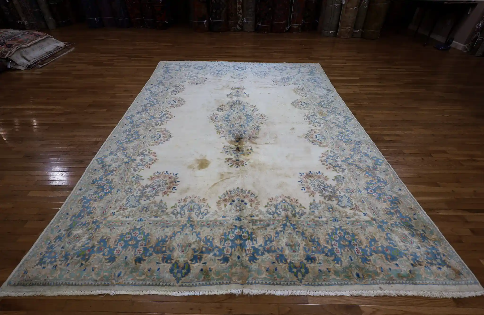 8' x 13' Ivory Fine Hand-Knotted Persian Kerman Rug – Traditional Wool - Image 2