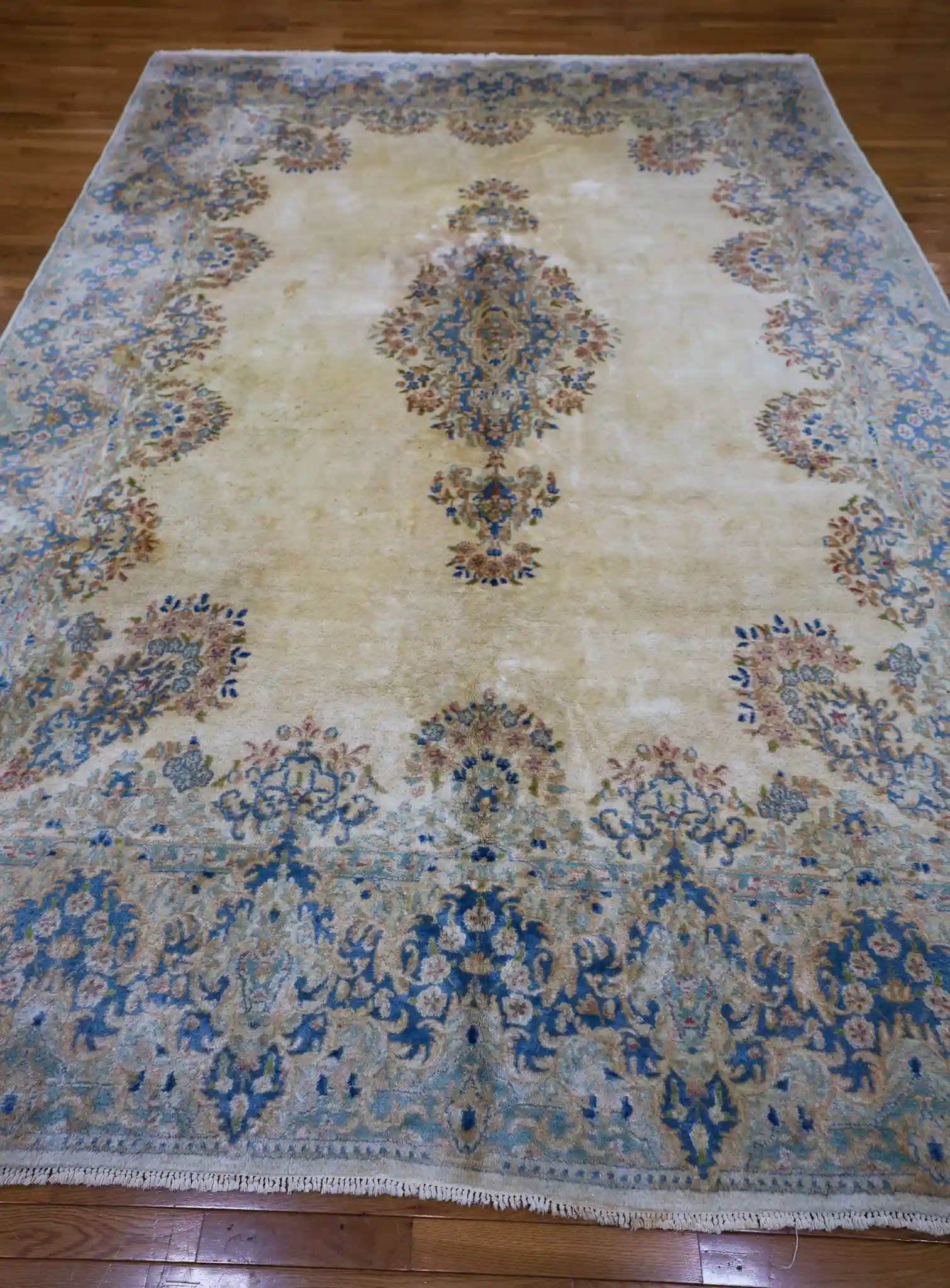 8' x 13' Ivory Fine Hand-Knotted Persian Kerman Rug – Traditional Wool - Image 6