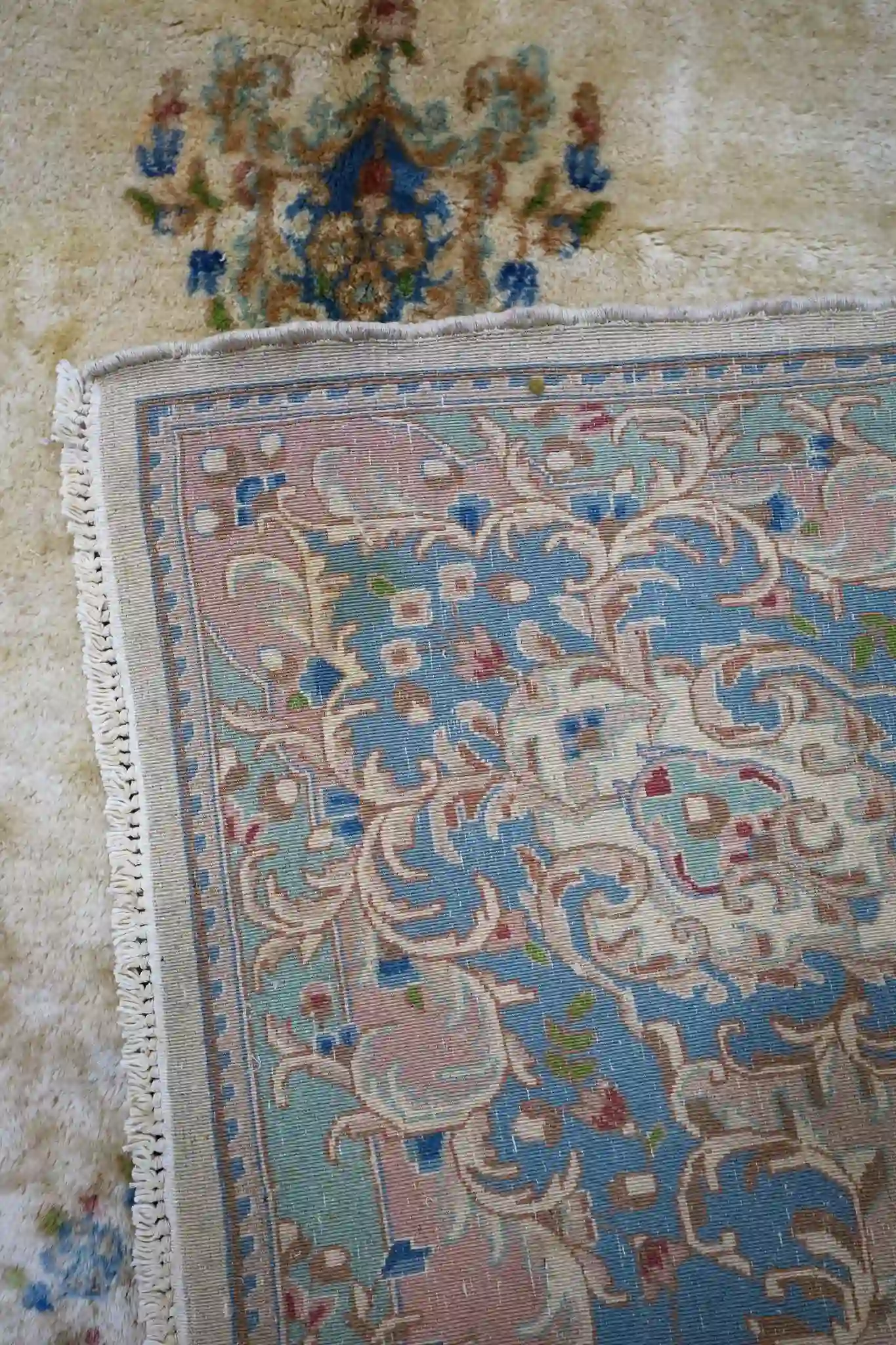 8' x 13' Ivory Fine Hand-Knotted Persian Kerman Rug – Traditional Wool - Image 9
