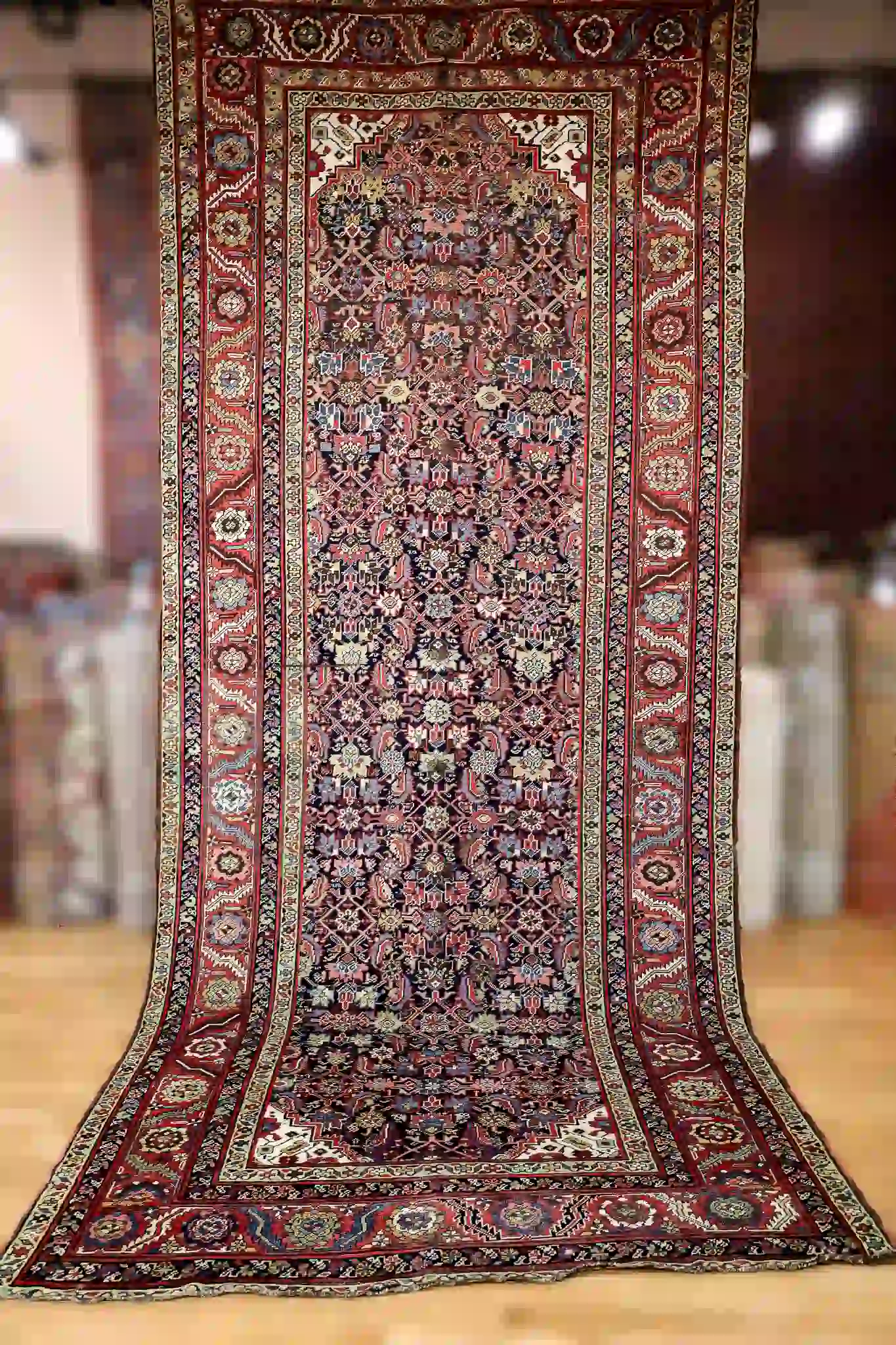 6' x 14' Red Fine Hand-Knotted Antique Persian Farahan Rug – Traditional Wool