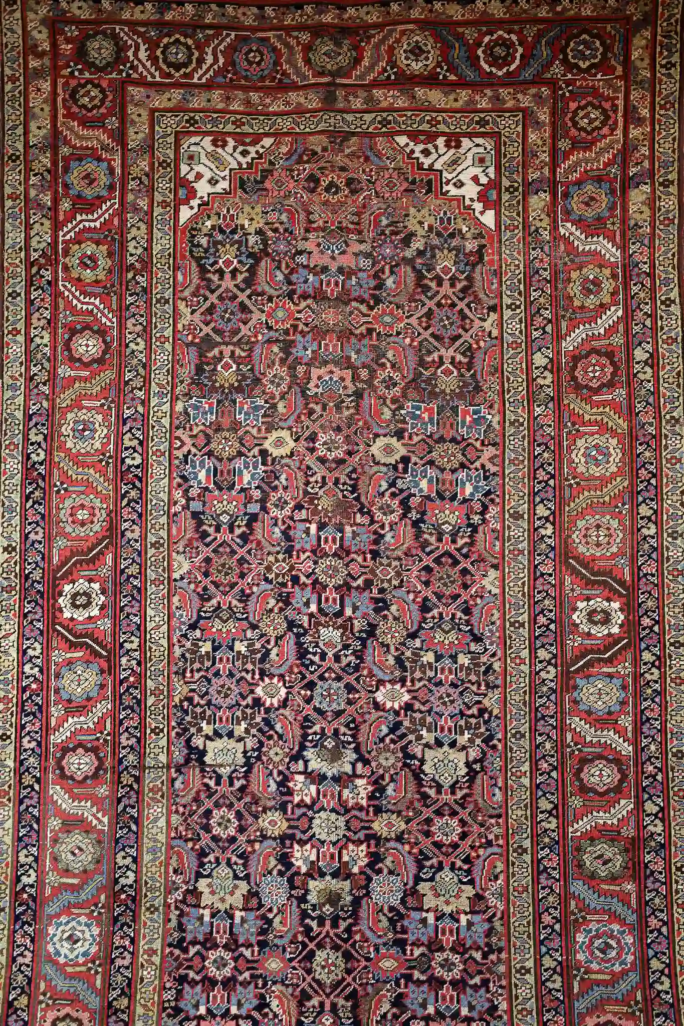 6' x 14' Red Fine Hand-Knotted Antique Persian Farahan Rug – Traditional Wool - Image 3