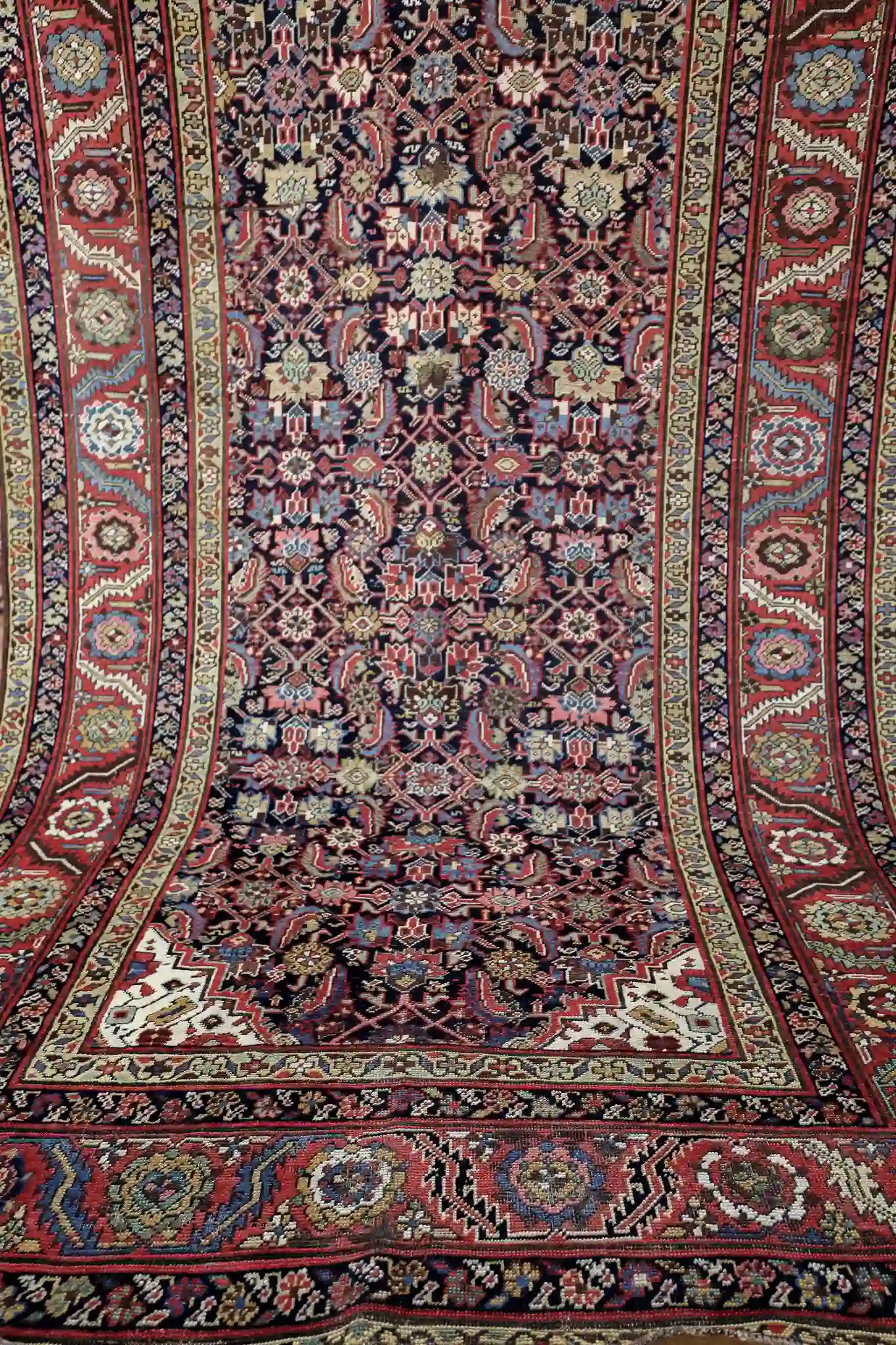 6' x 14' Red Fine Hand-Knotted Antique Persian Farahan Rug – Traditional Wool - Image 2