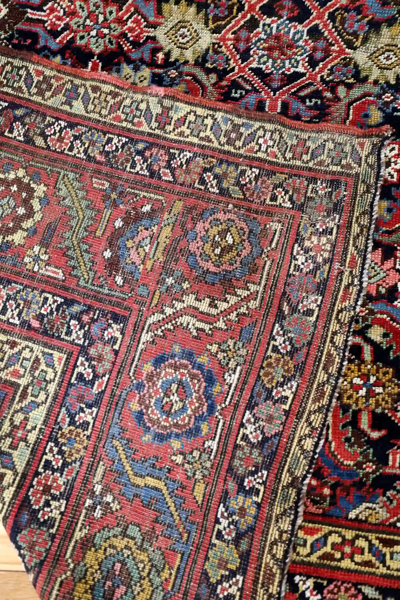 6' x 14' Red Fine Hand-Knotted Antique Persian Farahan Rug – Traditional Wool - Image 10