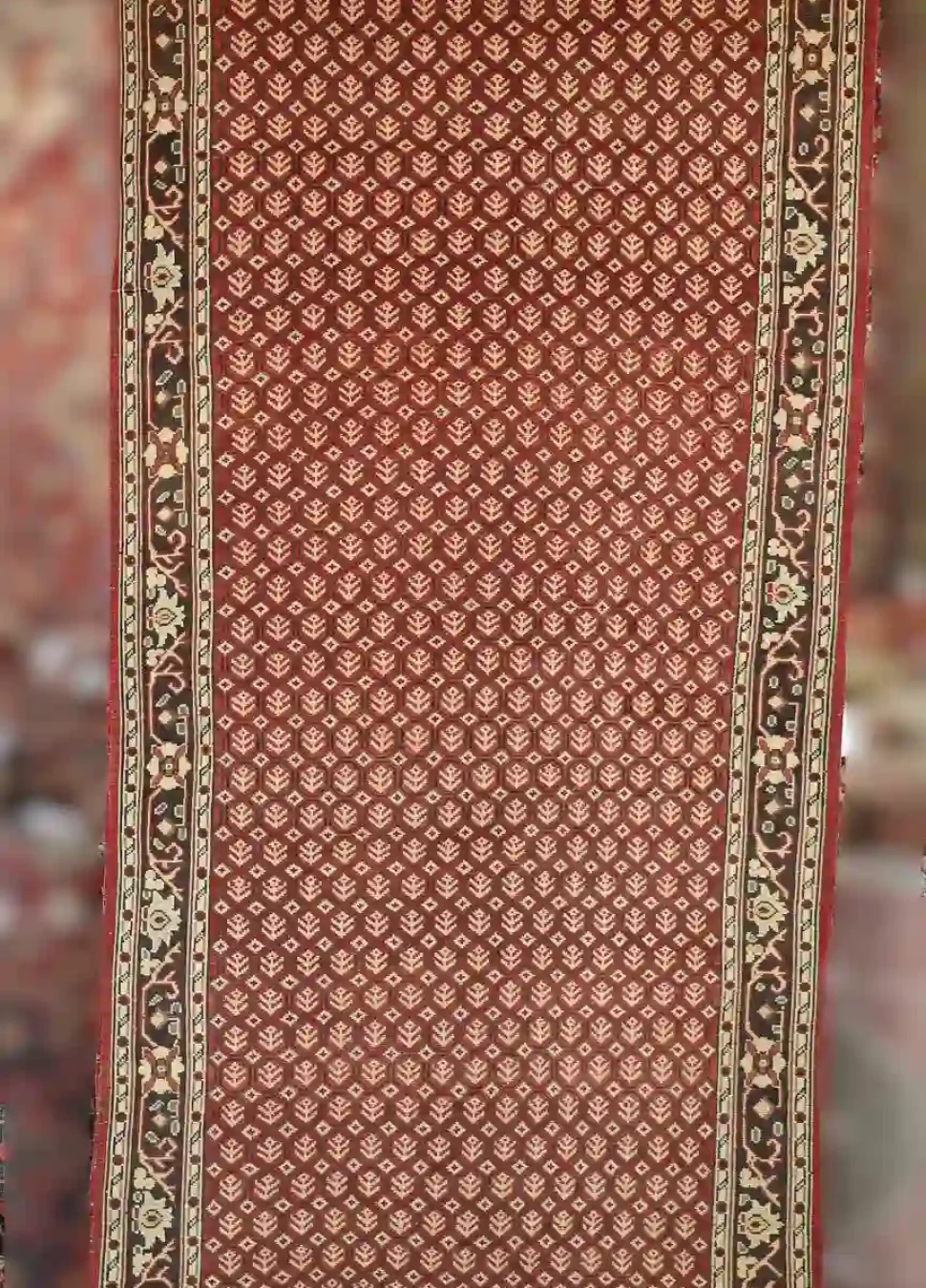 4′ x 12′ Beige Fine Hand-Knotted Vintage Turkish Oushak Runner – Traditional Wool