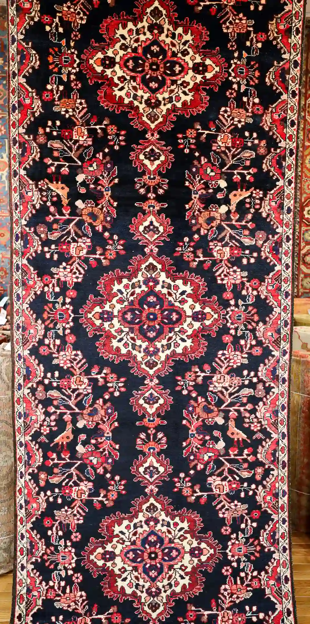 4' x 12' Red Fine Hand-Knotted Persian Bakhtiari Runner – Traditional Wool - Image 2