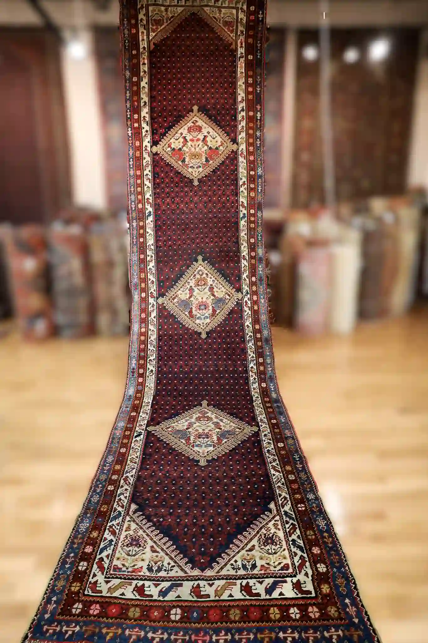 4' x 17' Red Fine Hand-Knotted Persian Malayer Runner – Traditional Wool - Image 4