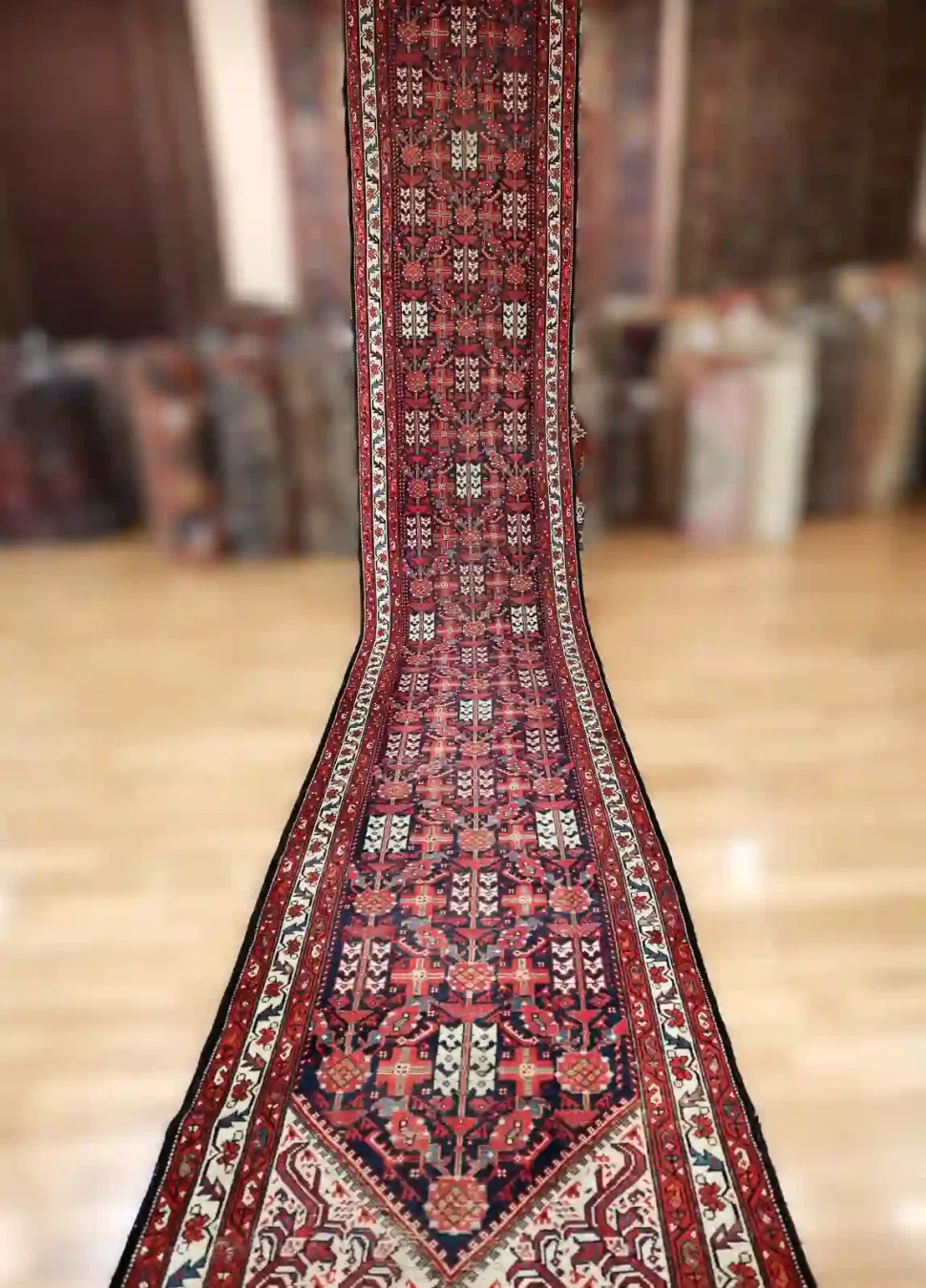 3′ x 20′ Red Fine Hand-Knotted Semi-Antique Persian Malayer Runner – Traditional Wool