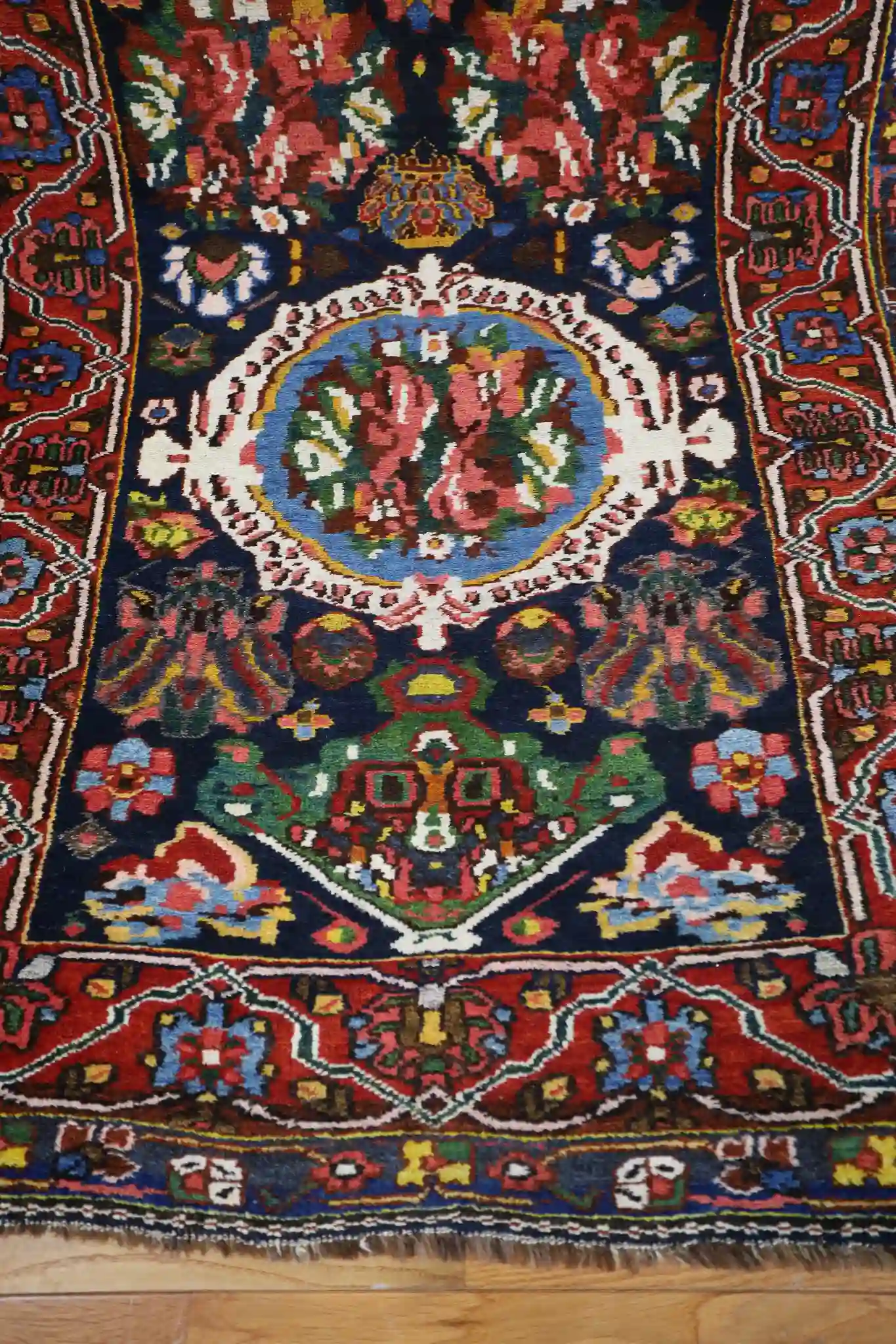 4' x 14' Red Fine Hand-Knotted Semi-Antique Persian Bakhtiari Runner – Traditional Wool - Image 5