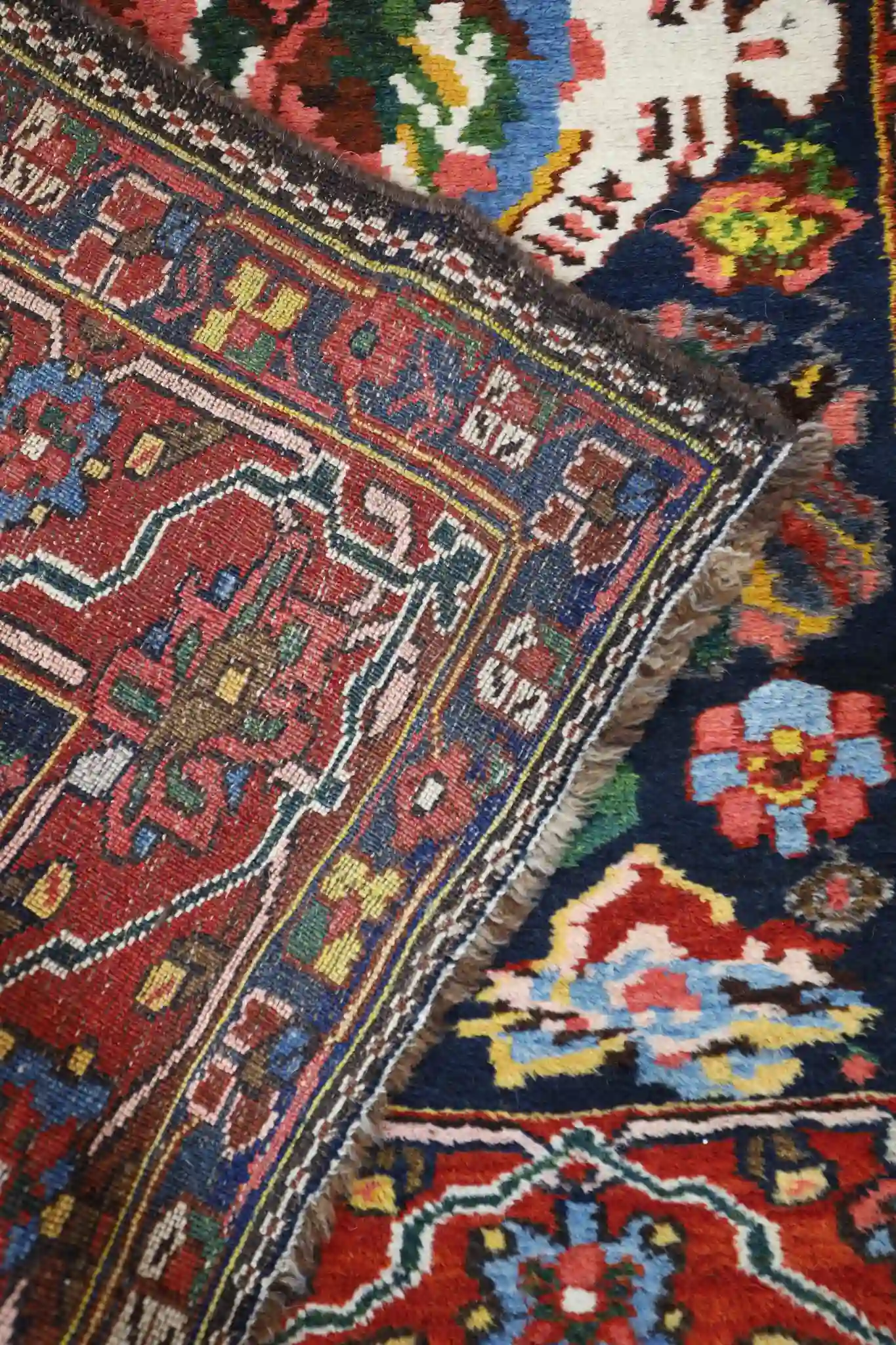 4' x 14' Red Fine Hand-Knotted Semi-Antique Persian Bakhtiari Runner – Traditional Wool - Image 11