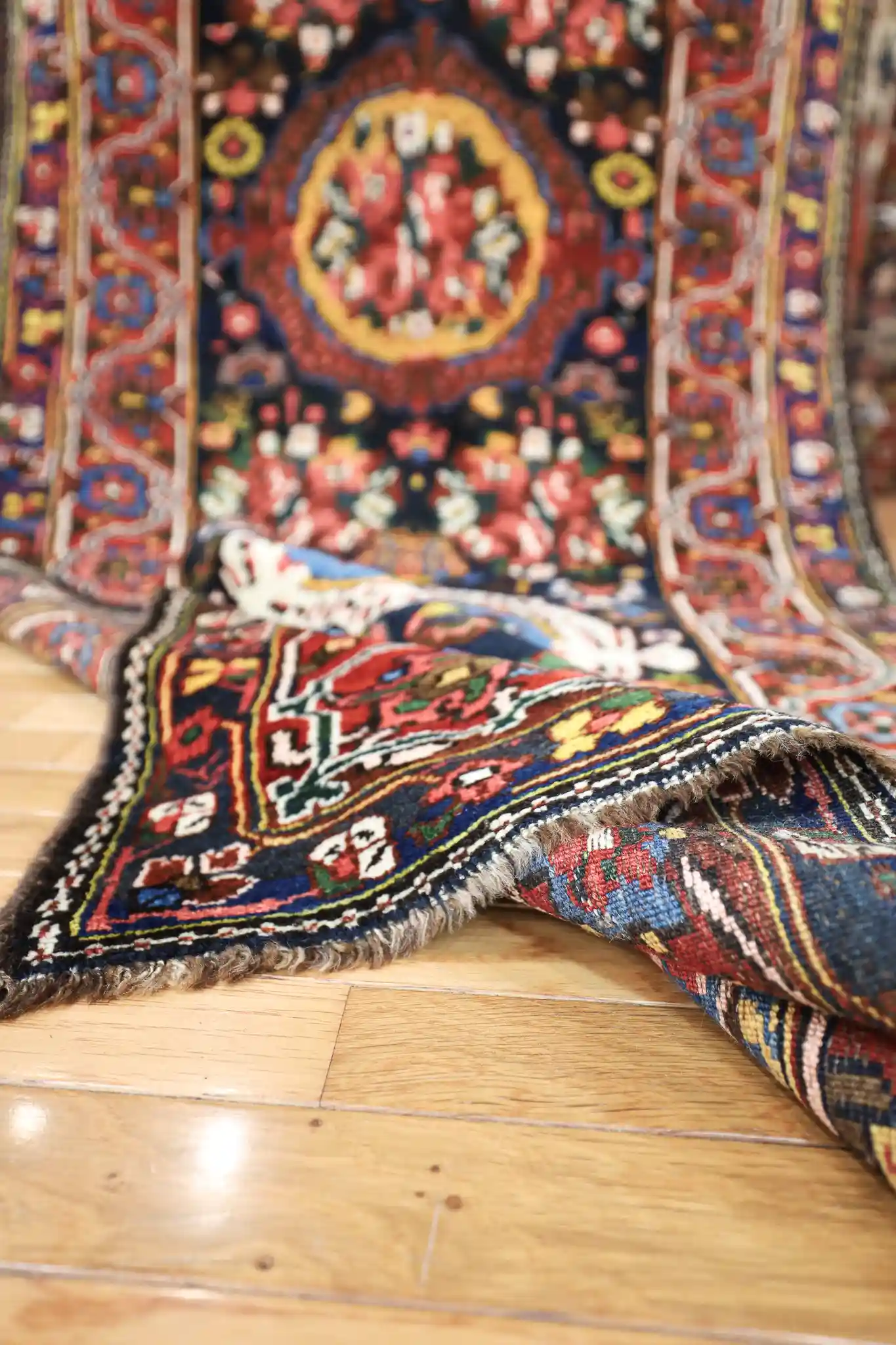 4' x 14' Red Fine Hand-Knotted Semi-Antique Persian Bakhtiari Runner – Traditional Wool - Image 3