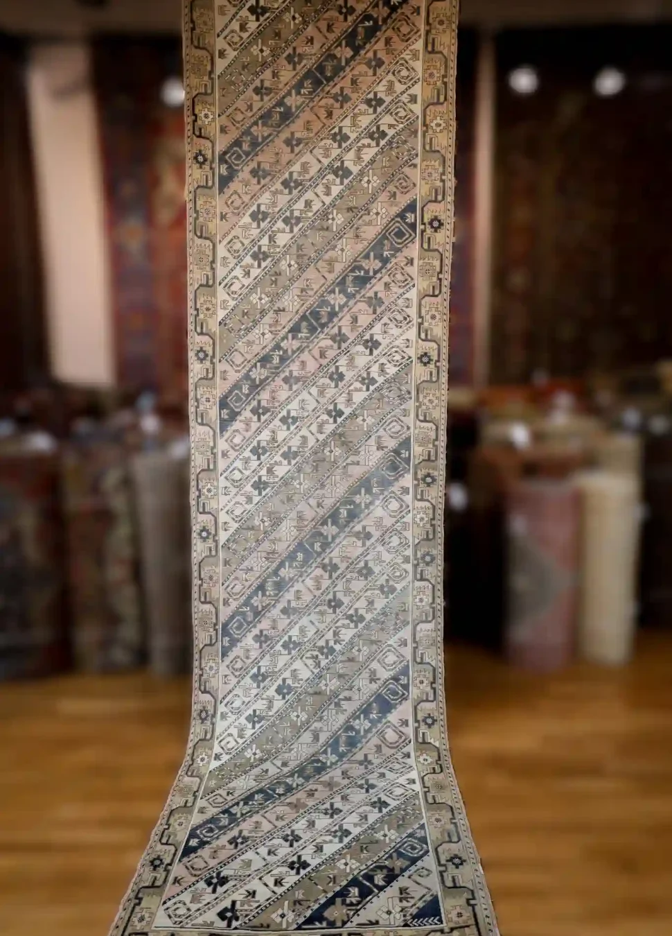 4′ x 14′ Beige Fine Hand-Knotted Turkish Oushak Runner – Transitional Wool